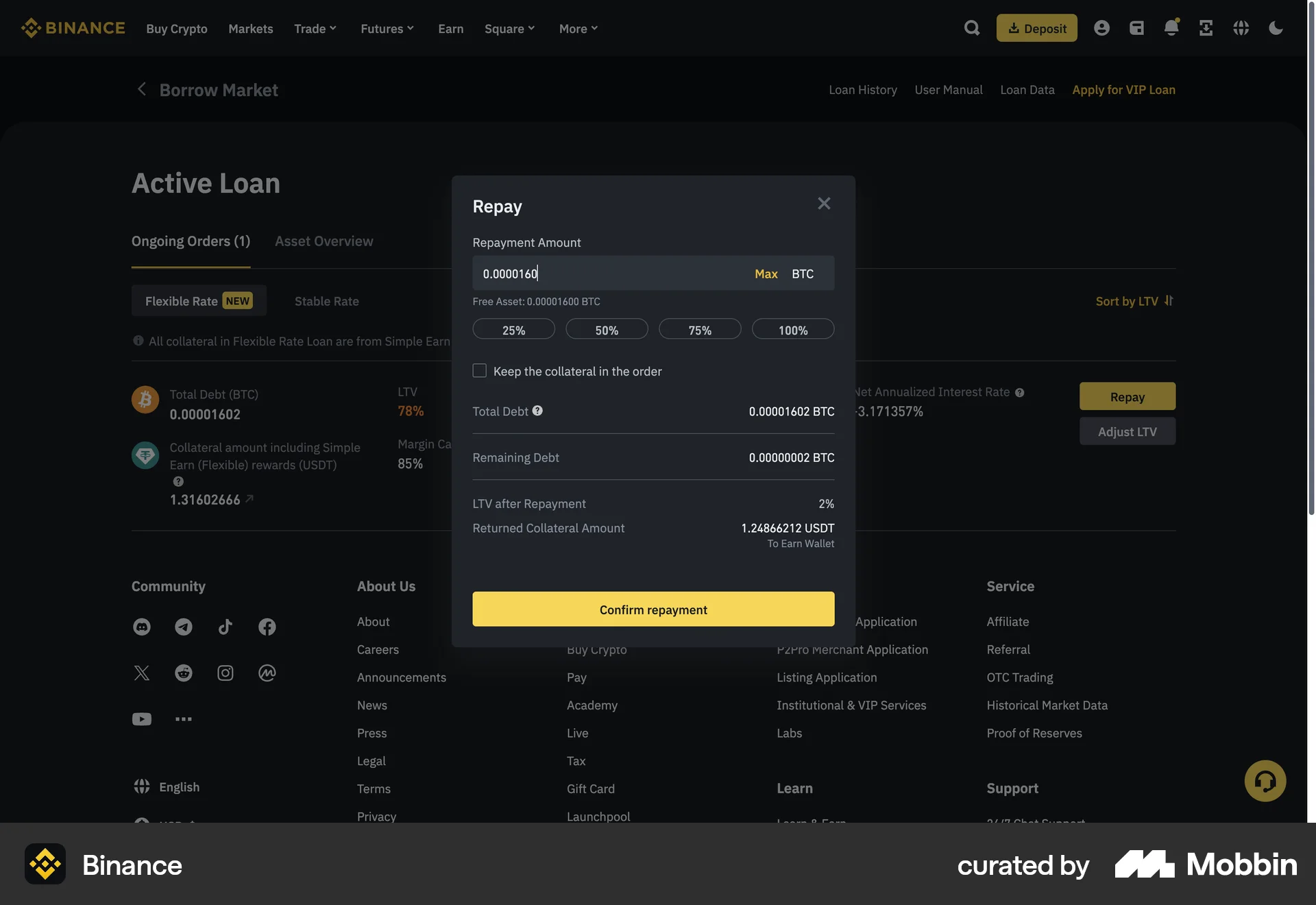 Binance Web Transfer & Send Money screen