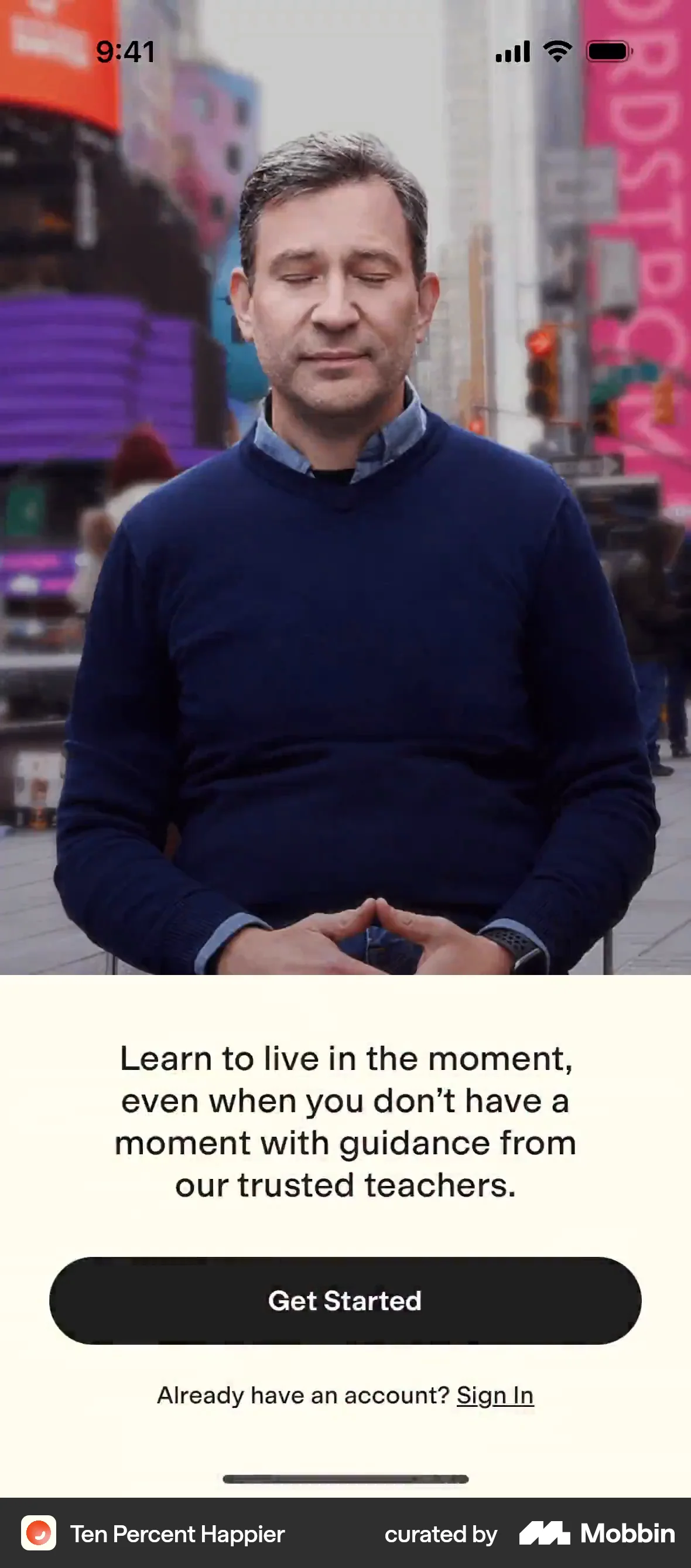 Ten Percent Happier iOS Welcome & Get Started screen