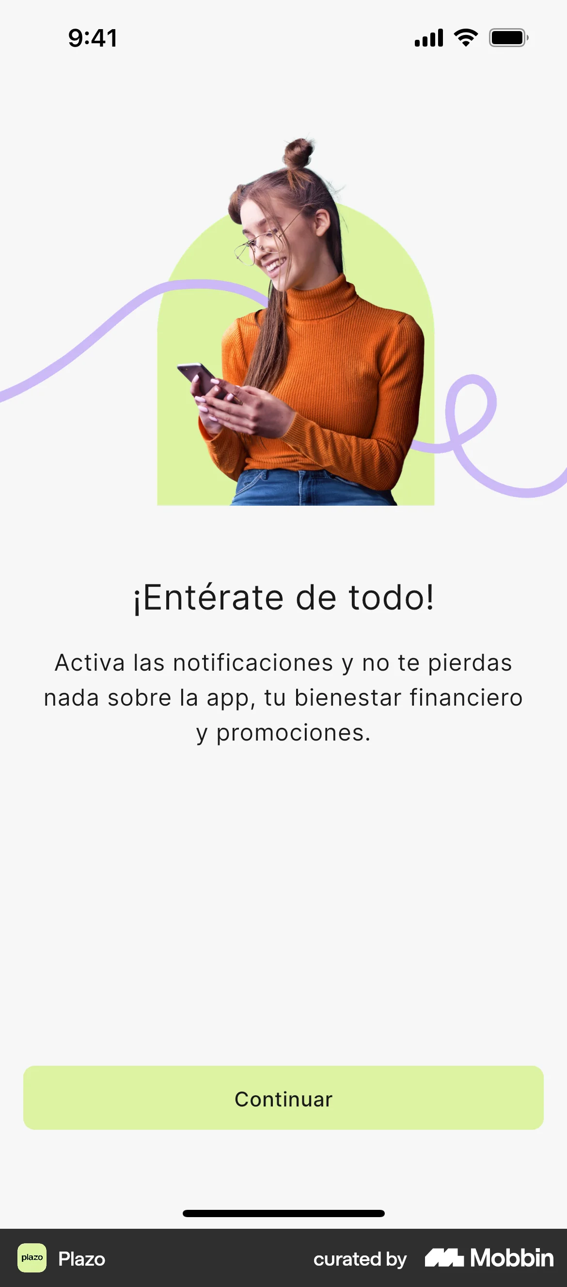 Plazo Onboarding screen