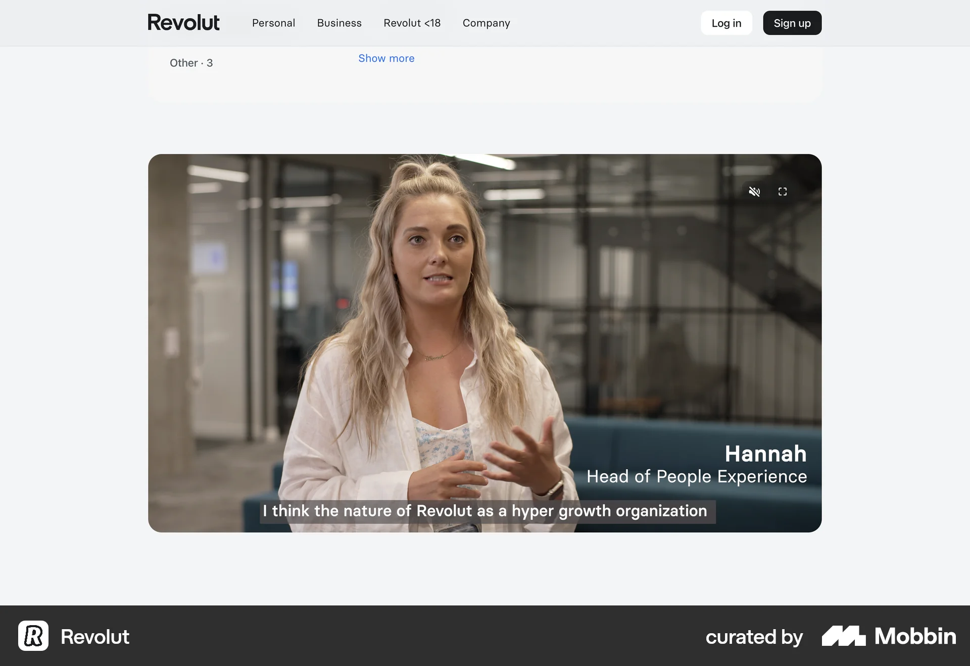 Revolut Web Video Player screen