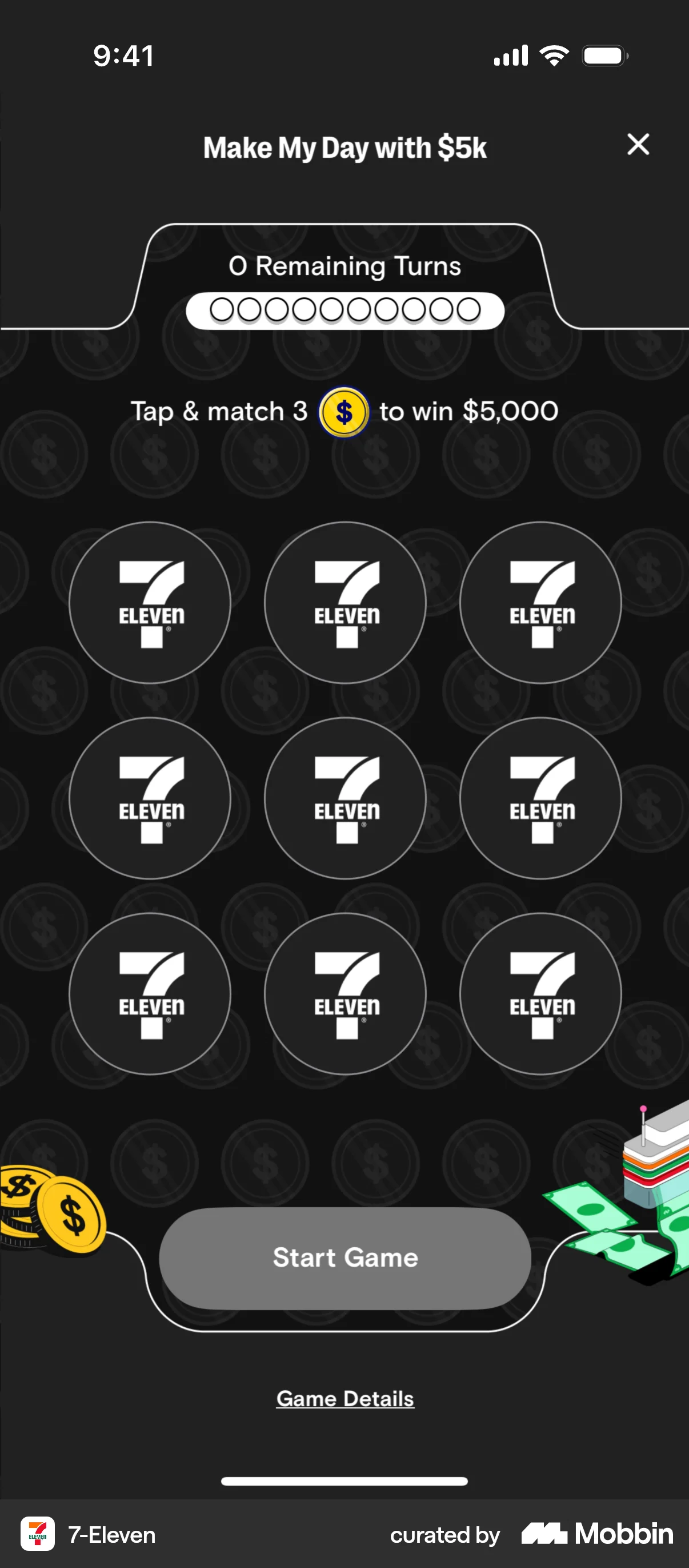 7-Eleven iOS Game UI screen