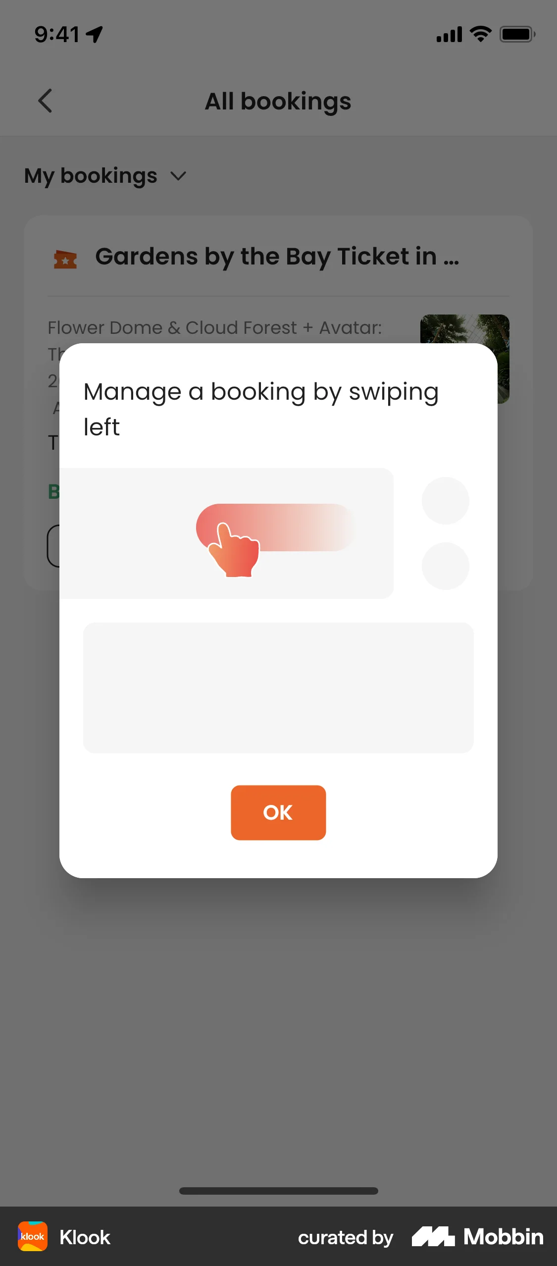 Klook iOS screen containing Dialog UI element
