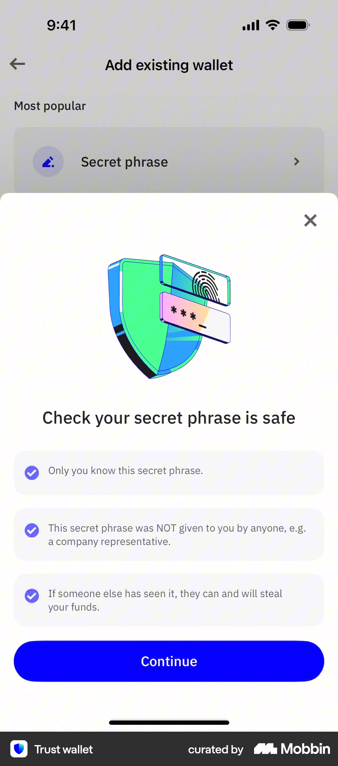Trust Wallet iOS screen