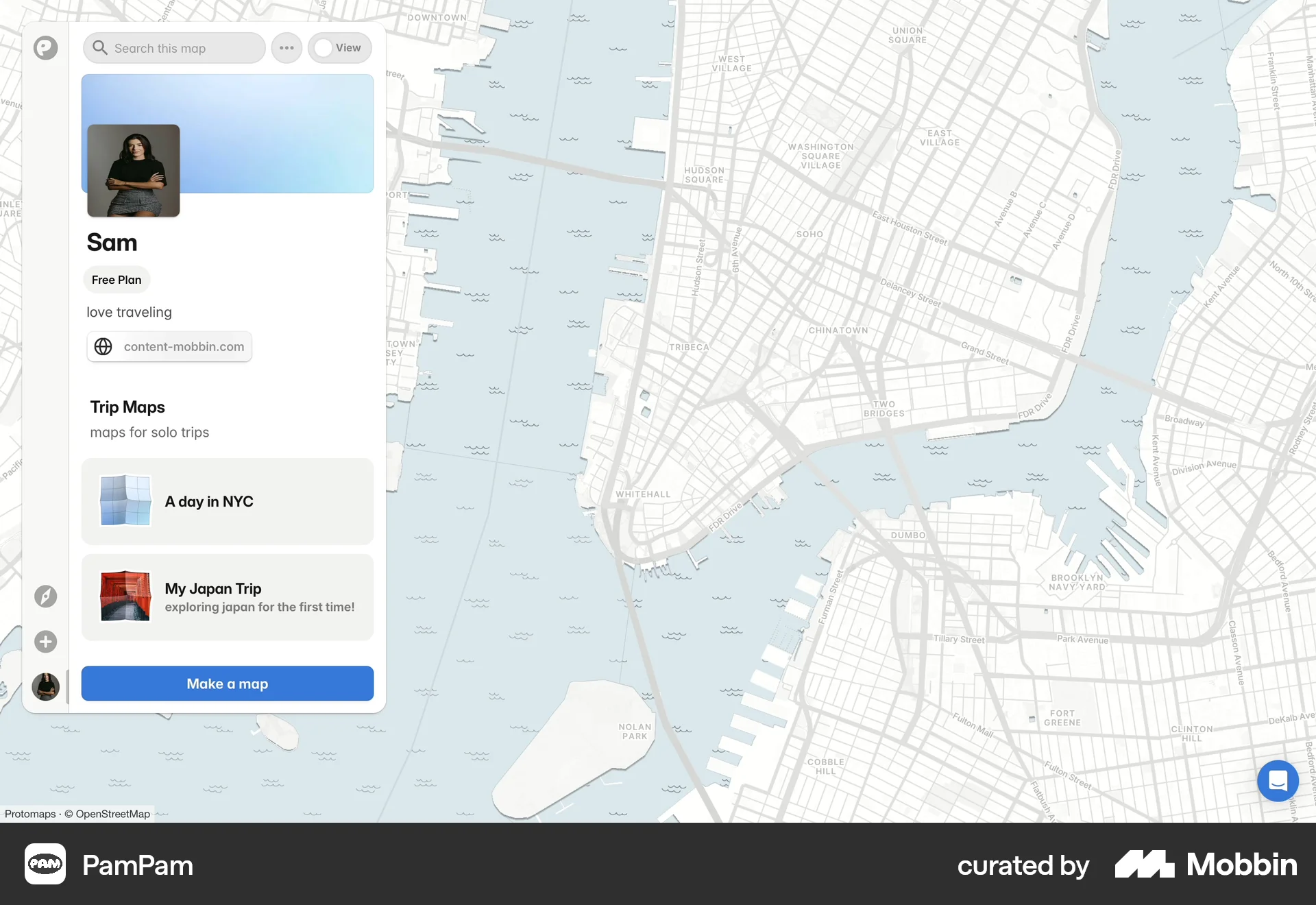PamPam Web My Account & Profile screen