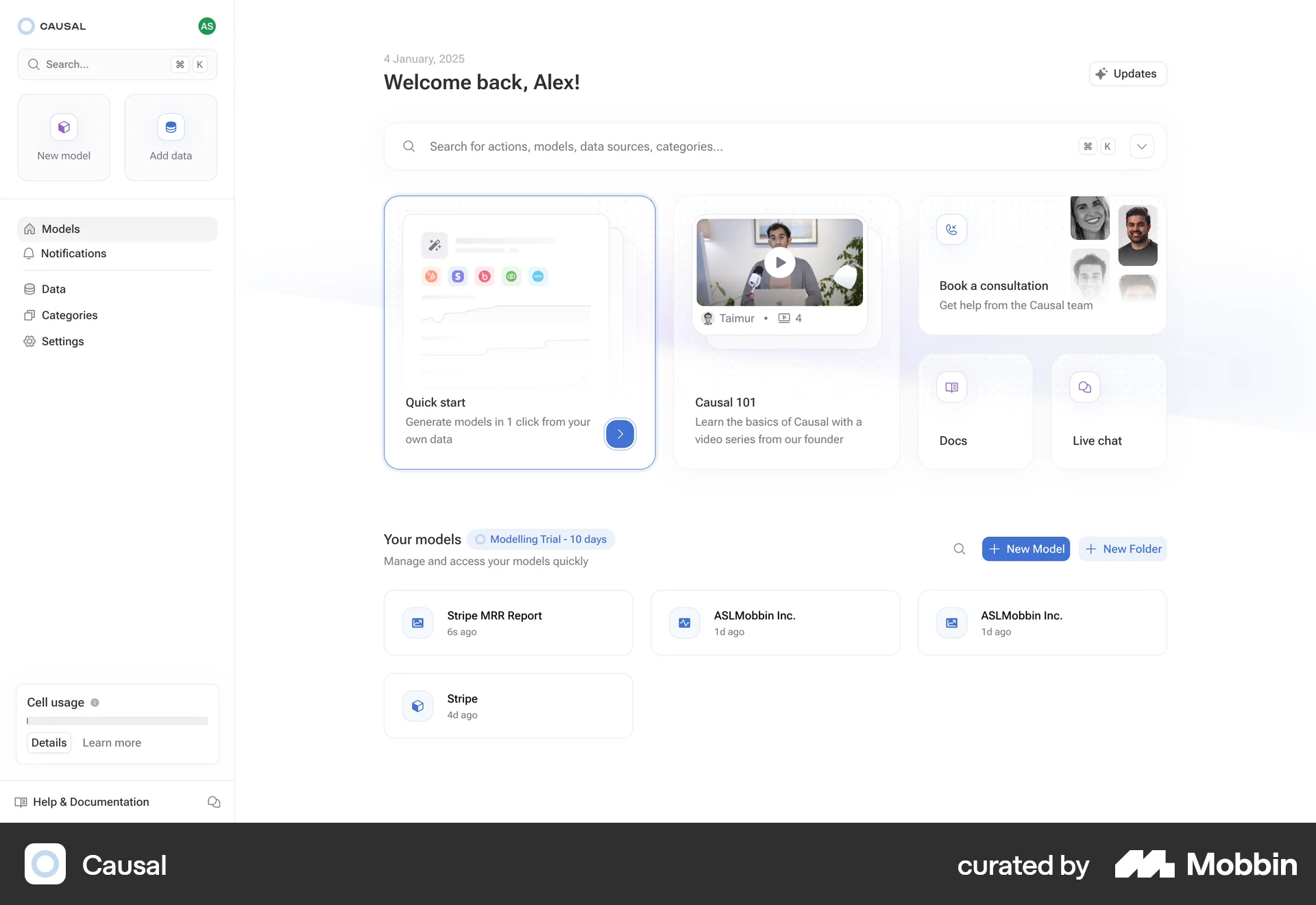Causal Web Home screen