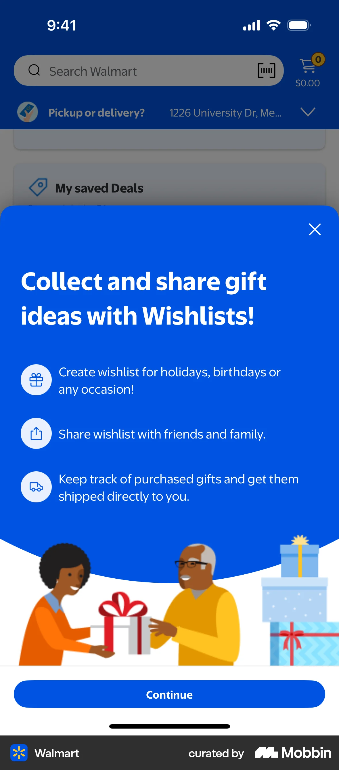Walmart iOS Feature Info screen