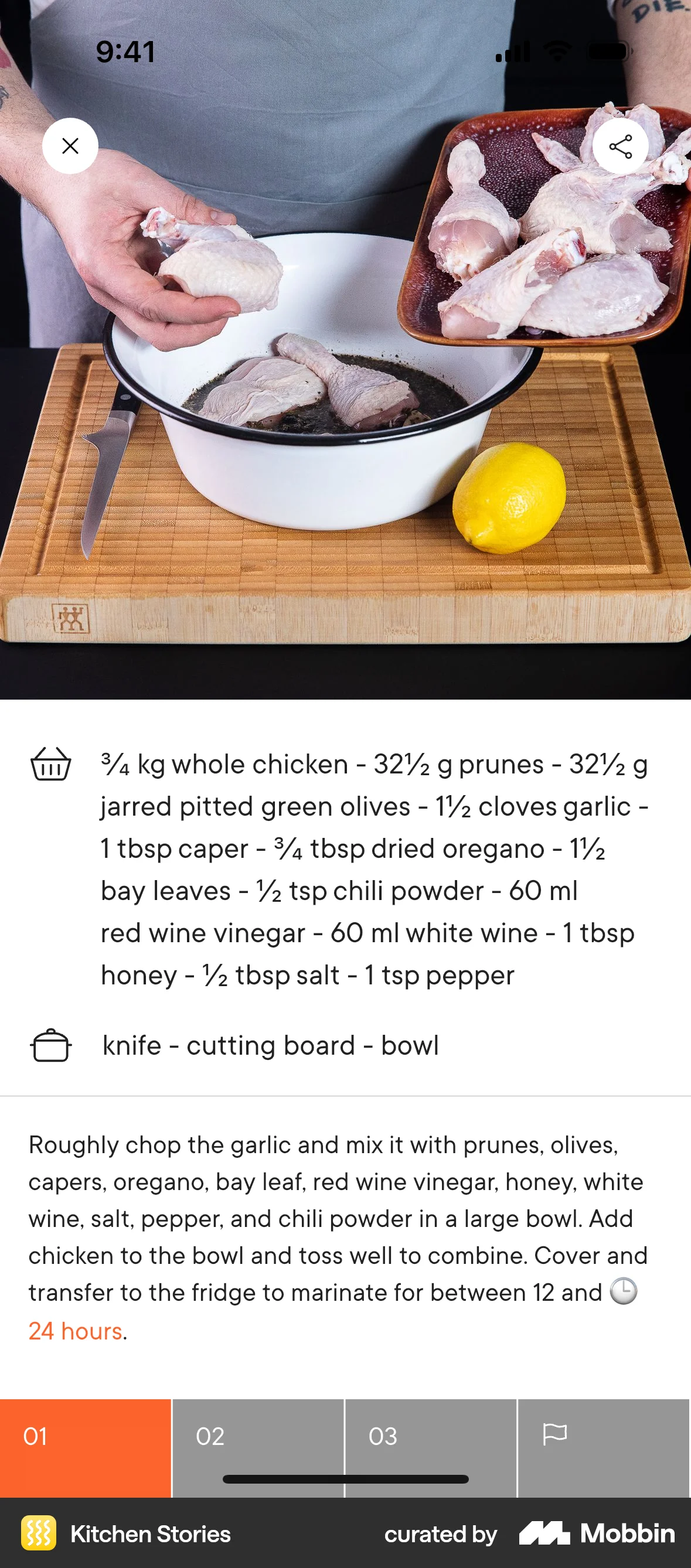 Kitchen Stories iOS Recipe Detail screen