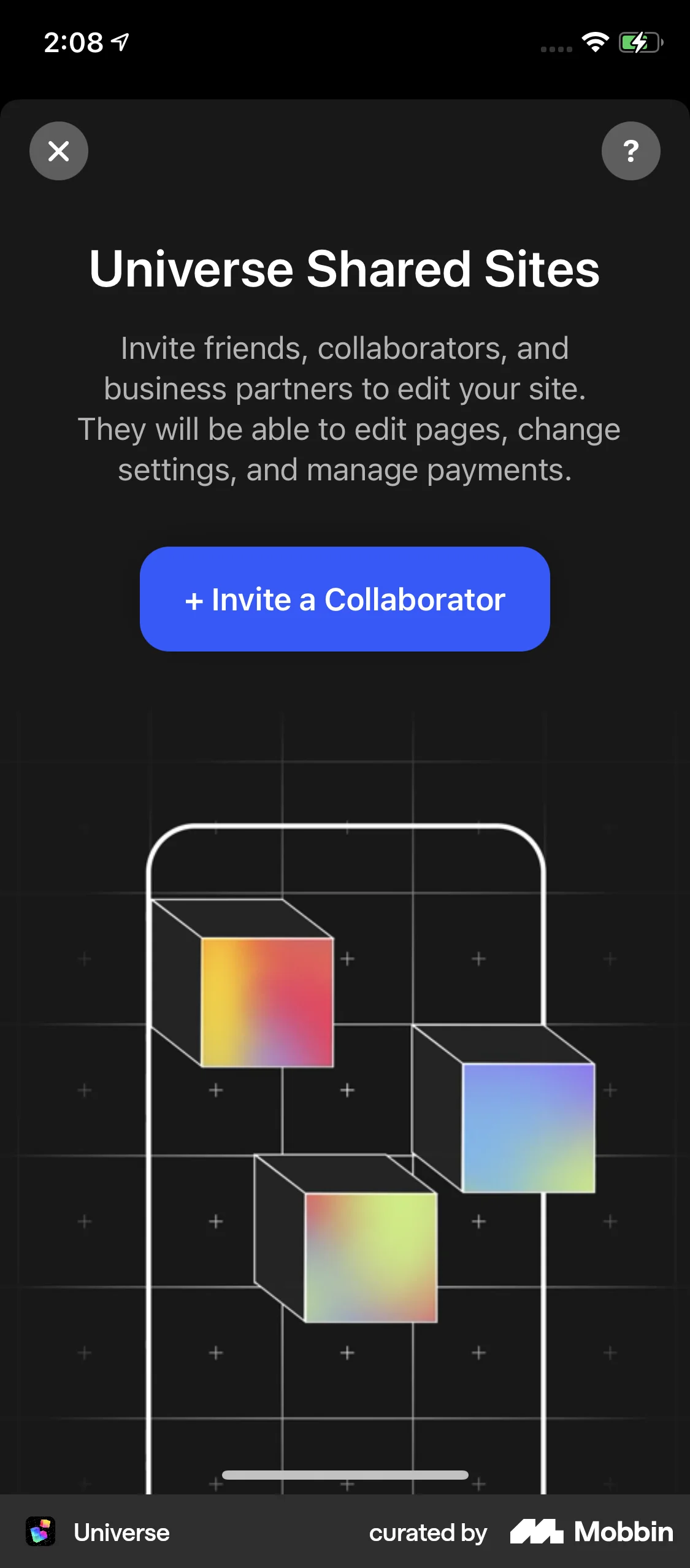 Universe iOS Invite Teammates screen