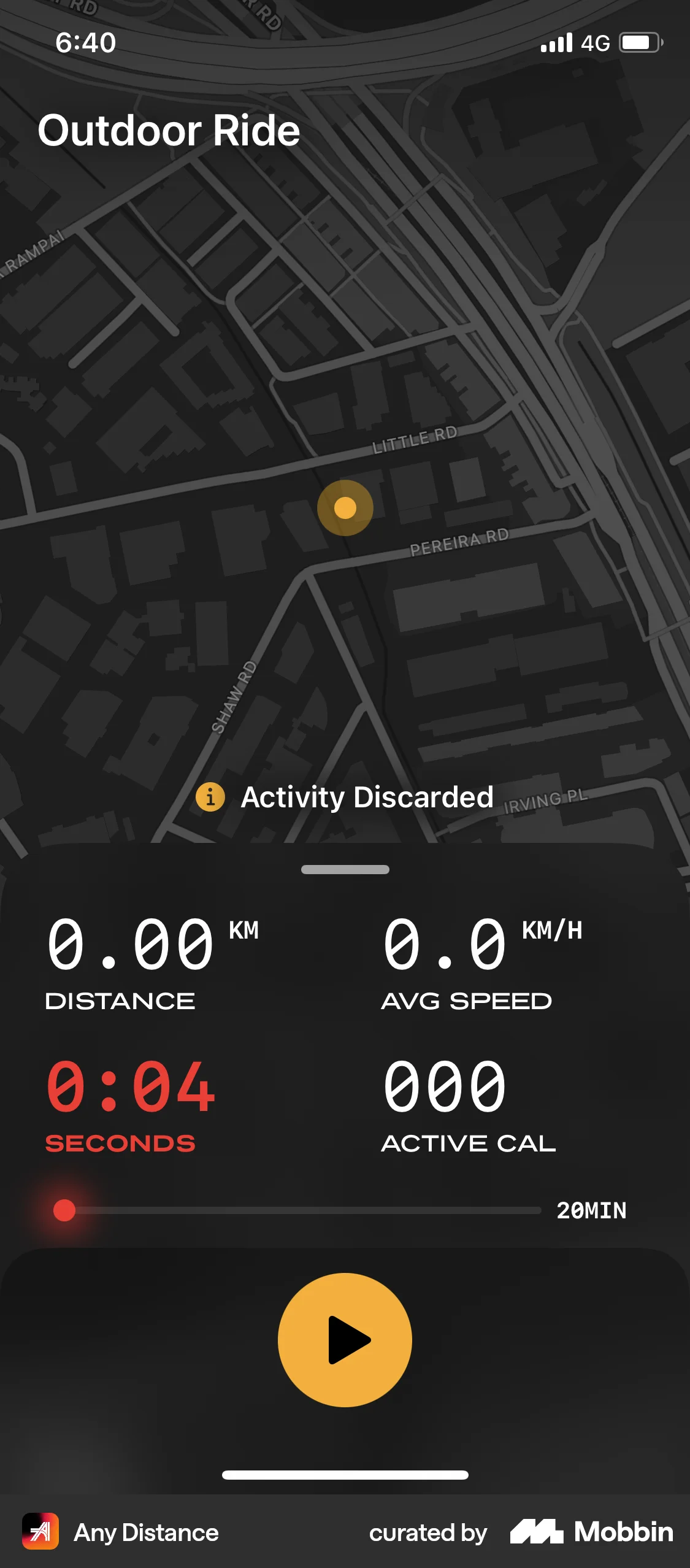 Any Distance iOS Delete screen