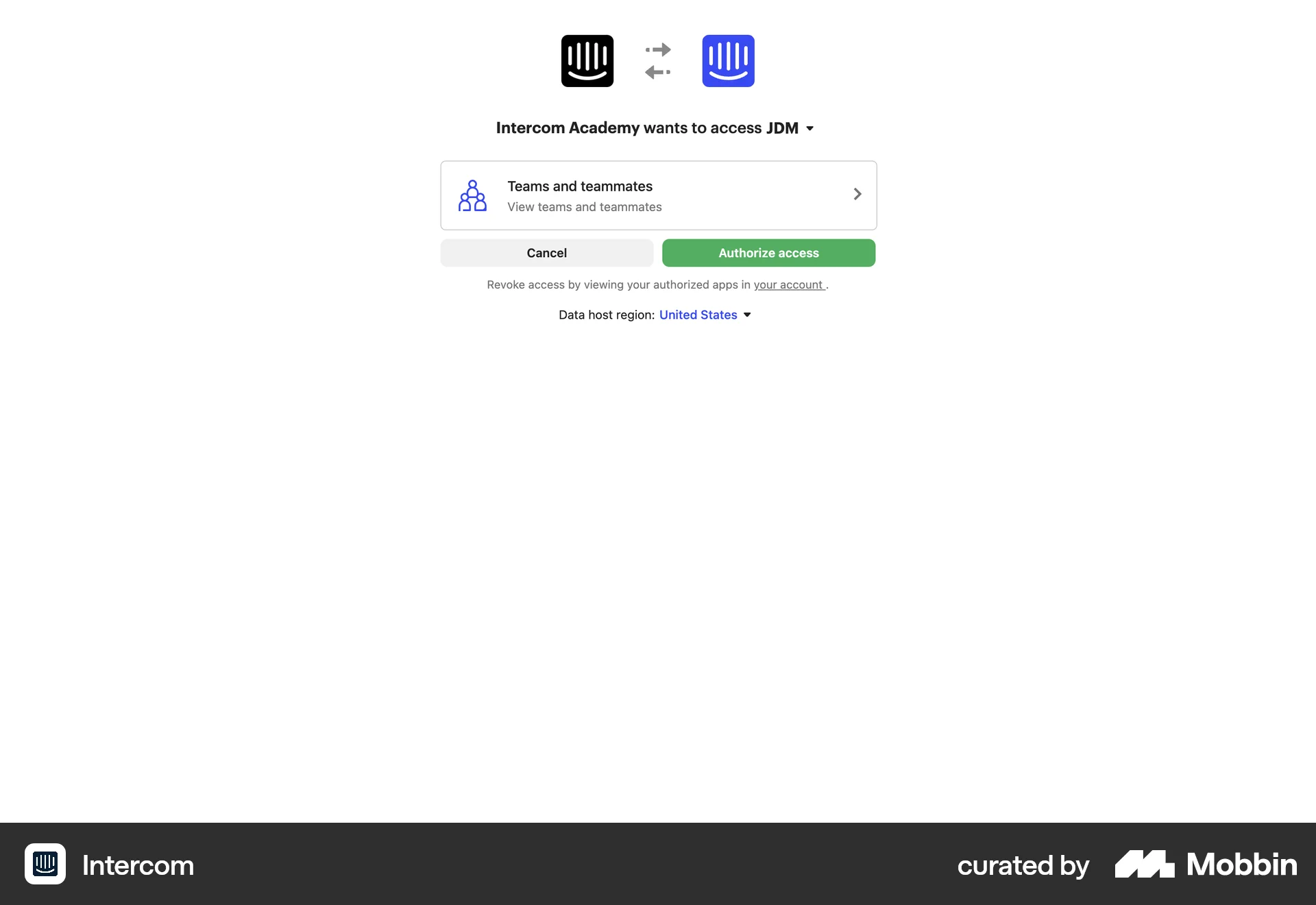 Intercom Web Permission screen