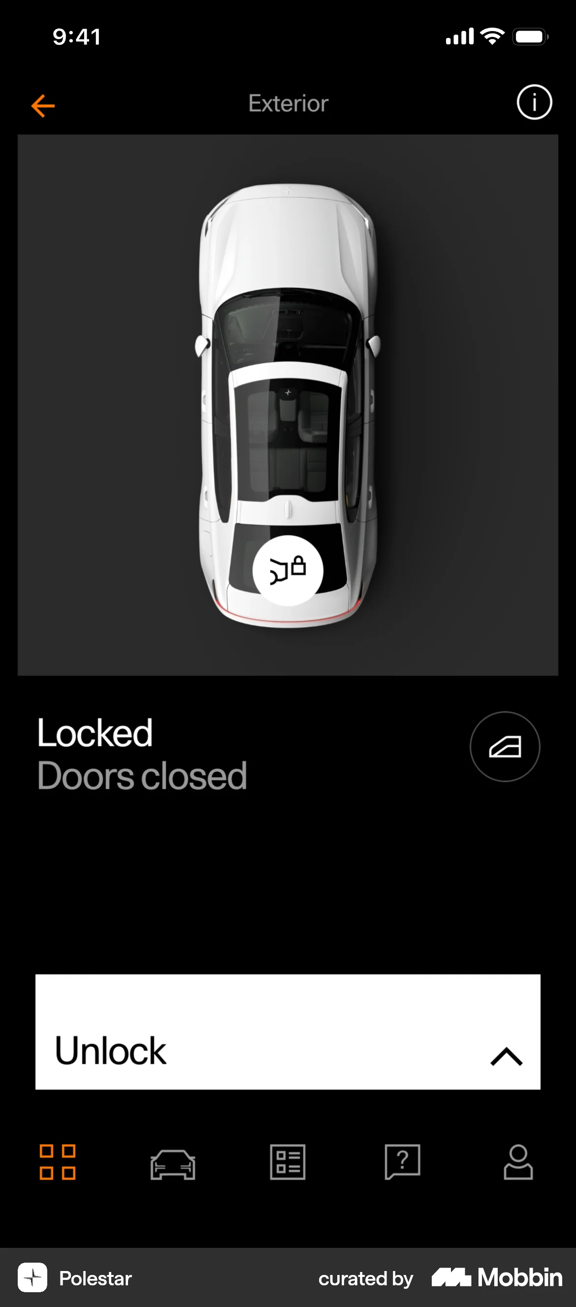 Polestar iOS screen containing Button UI element