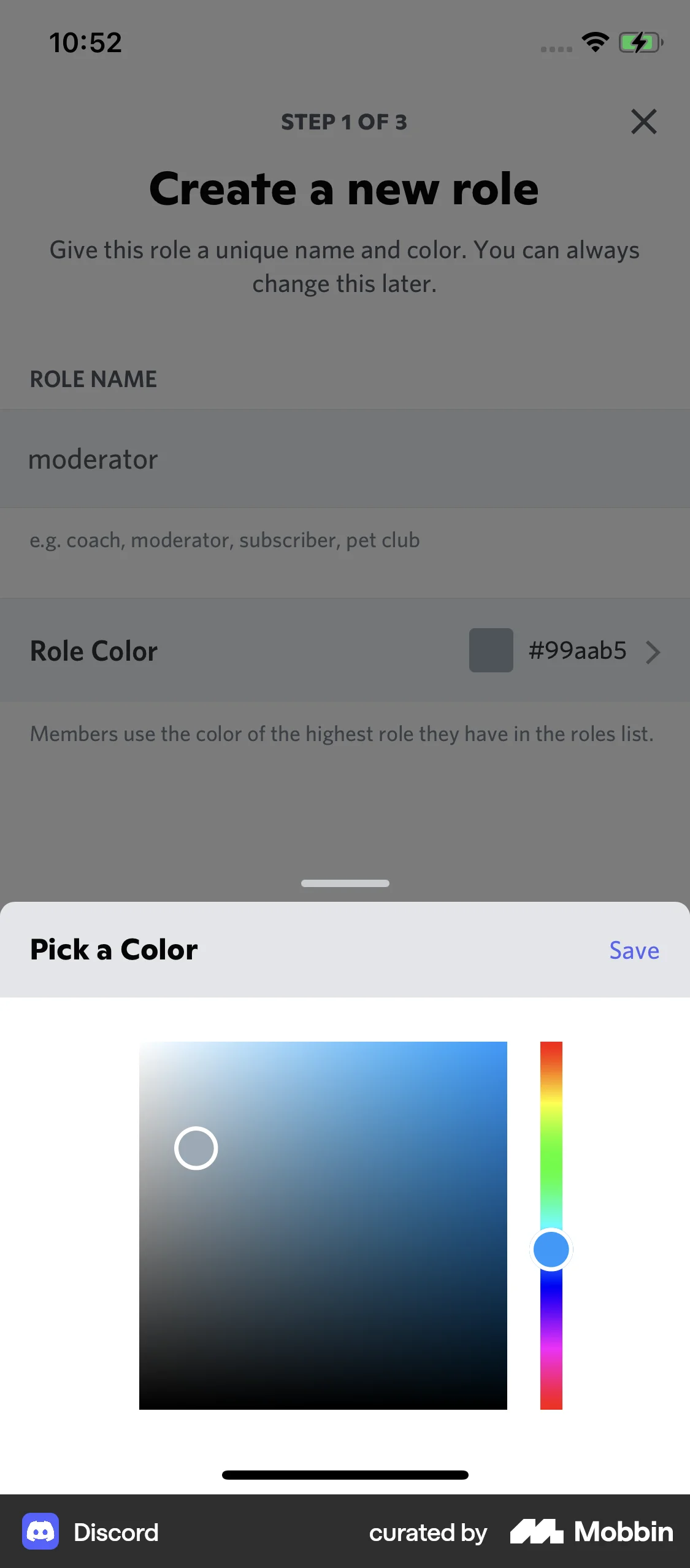 Discord iOS screen containing Slider UI element