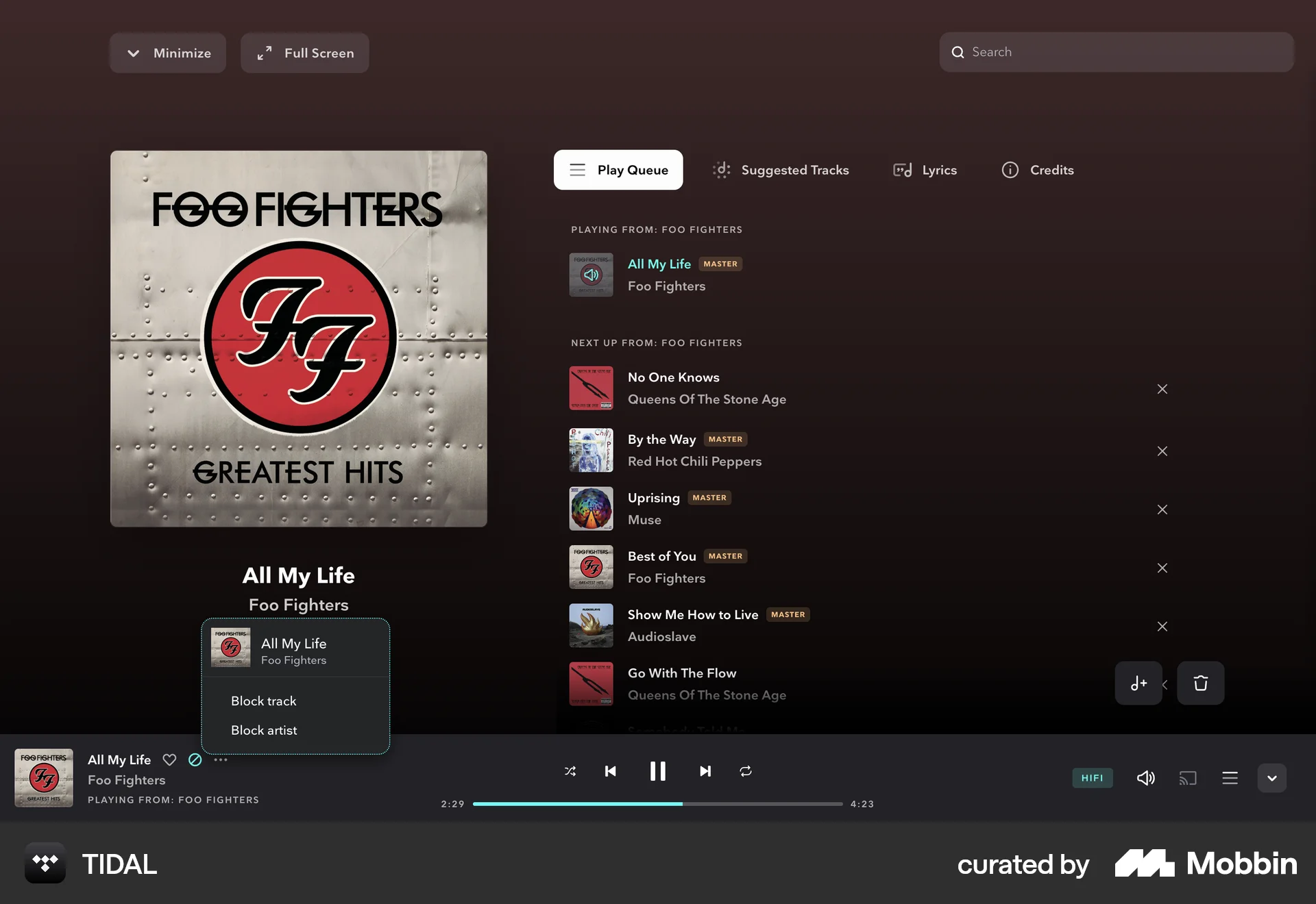 TIDAL Web Ban & Block screen