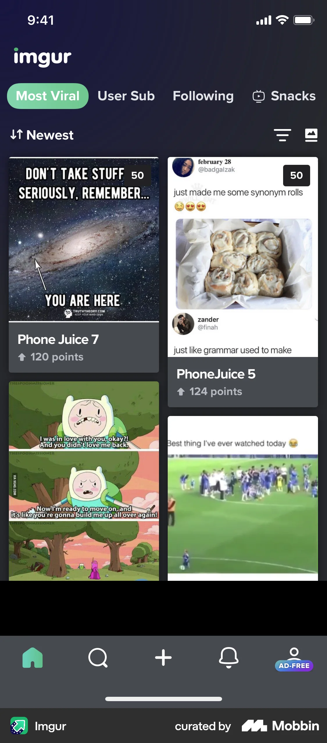 Imgur iOS Social Feed screen