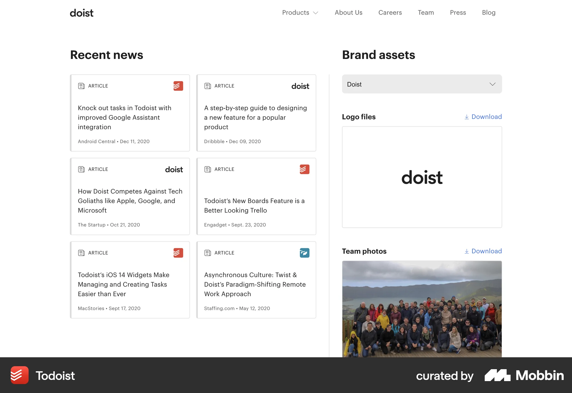 Todoist Web screen containing Stacked List UI element