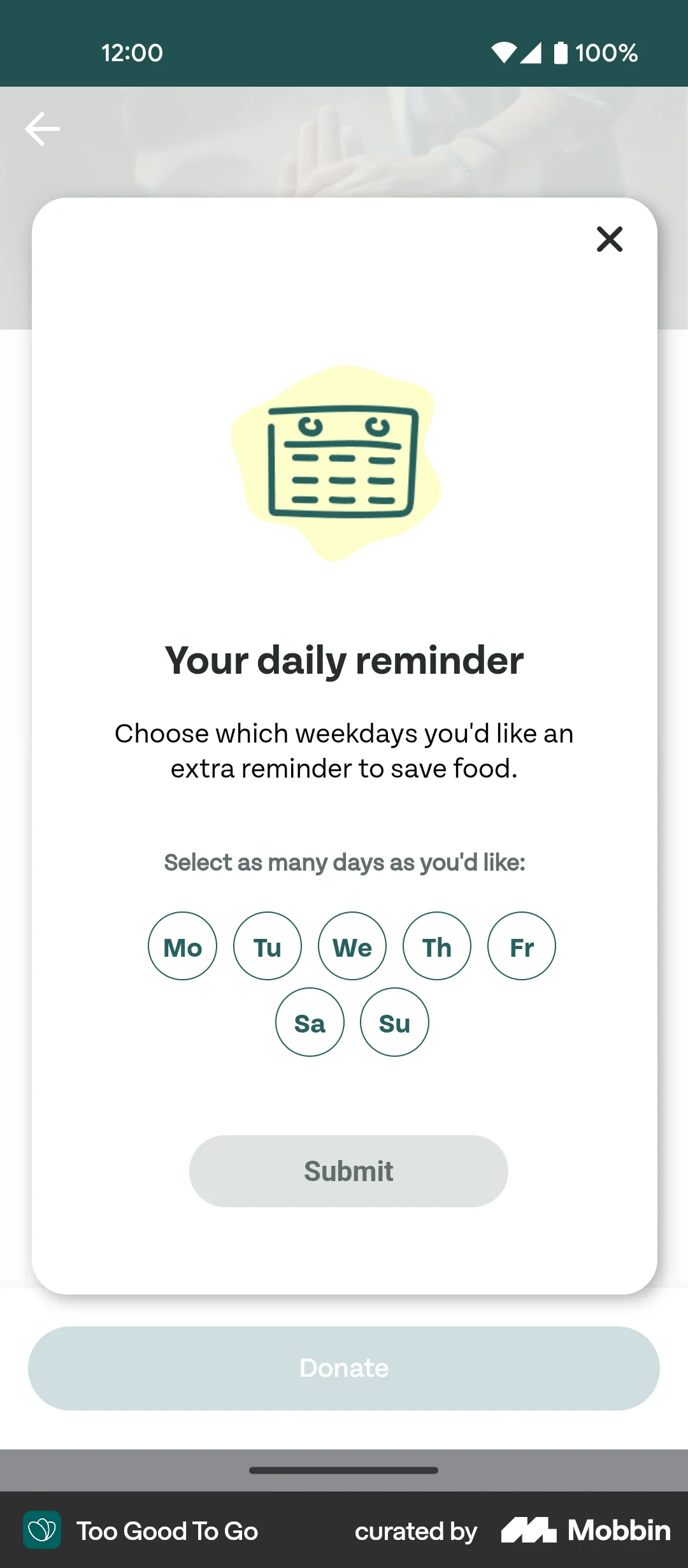 Too Good To Go Android Reminder screen