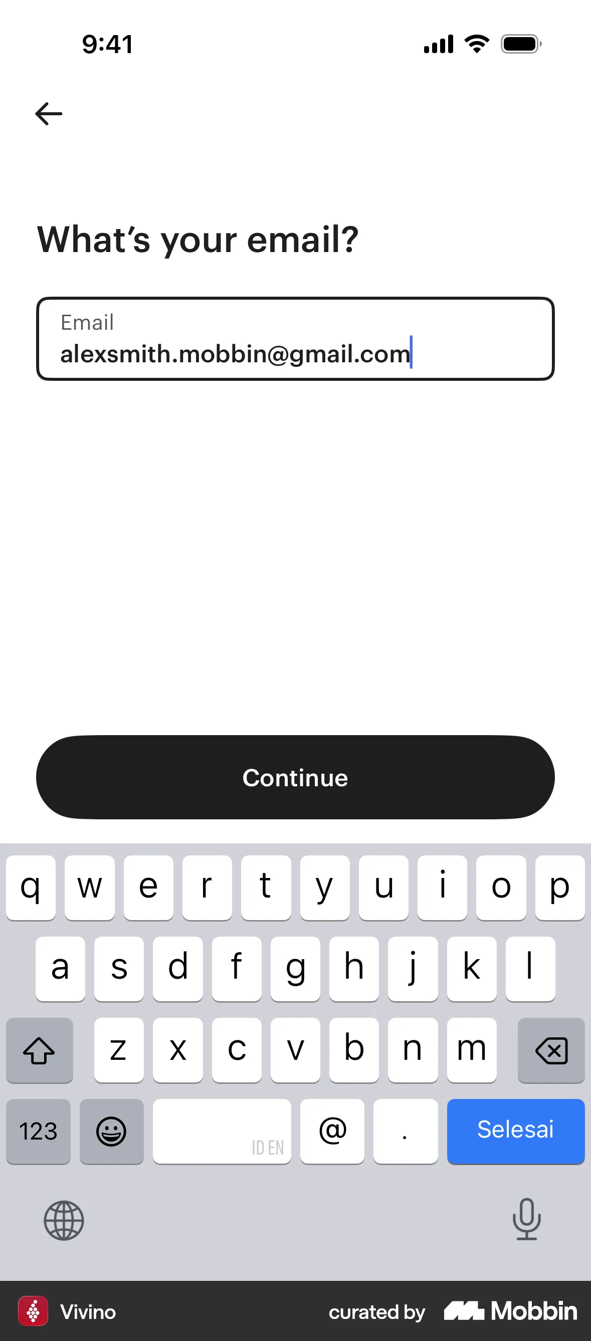 Vivino iOS Signup screen