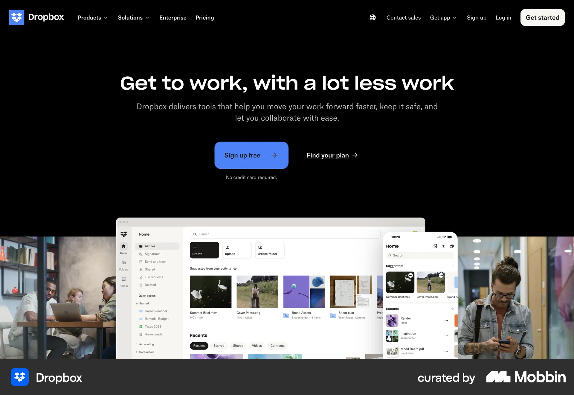 Trop Box Element Dropbox Web Homepage | Mobbin