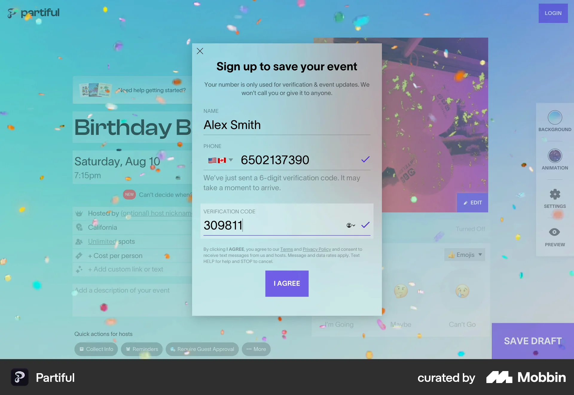 Partiful Web Lifestyle App screen