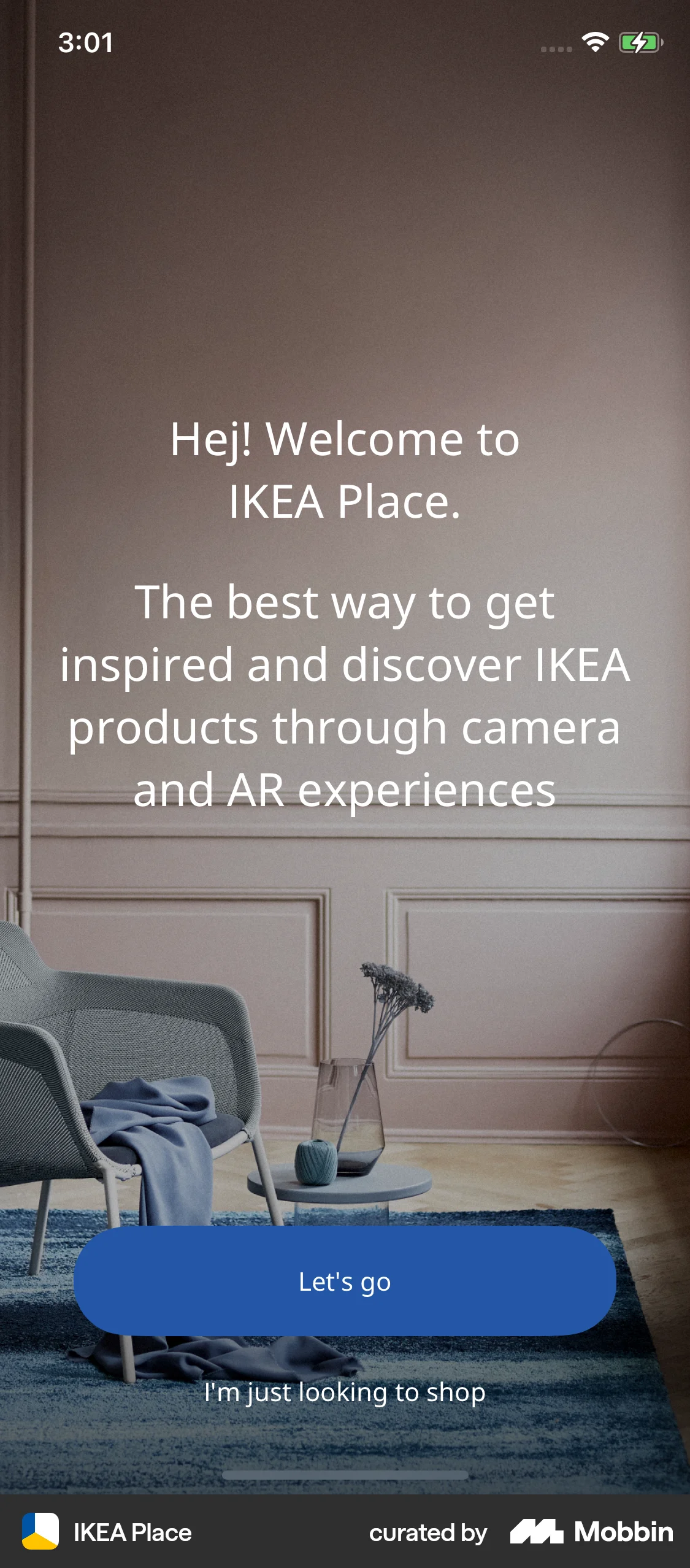 IKEA Place iOS Welcome & Get Started screen