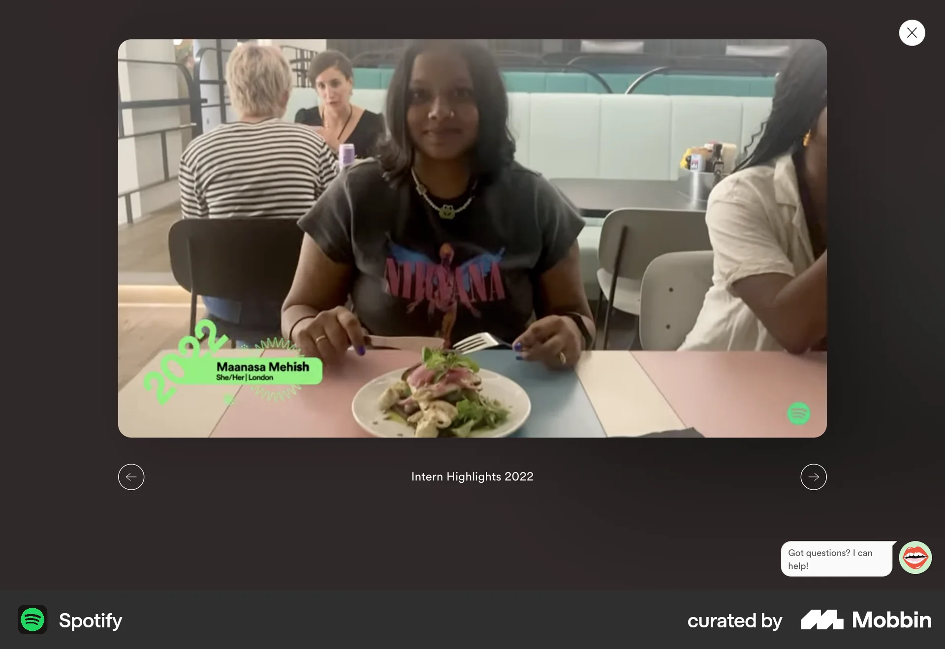 Spotify Web Video Player screen