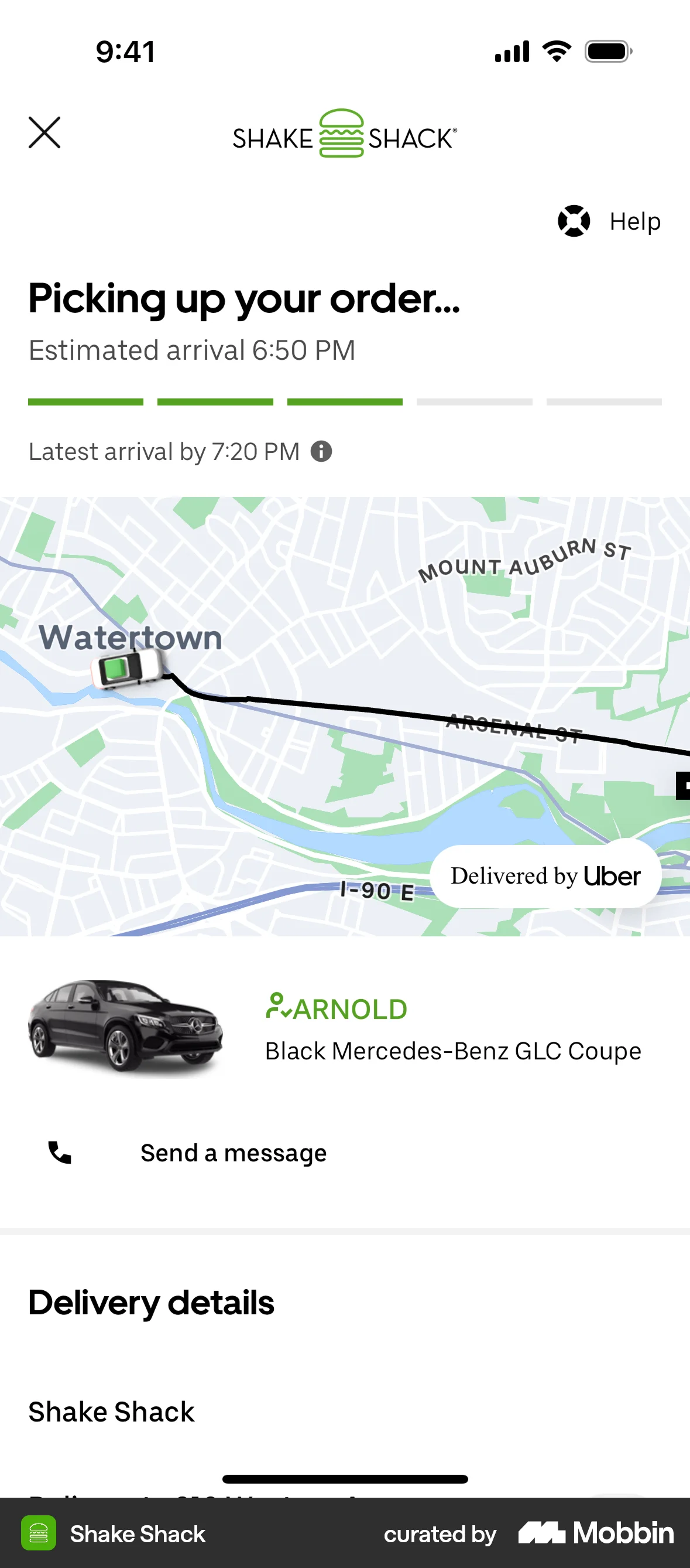 Shake Shack iOS Date & Time screen