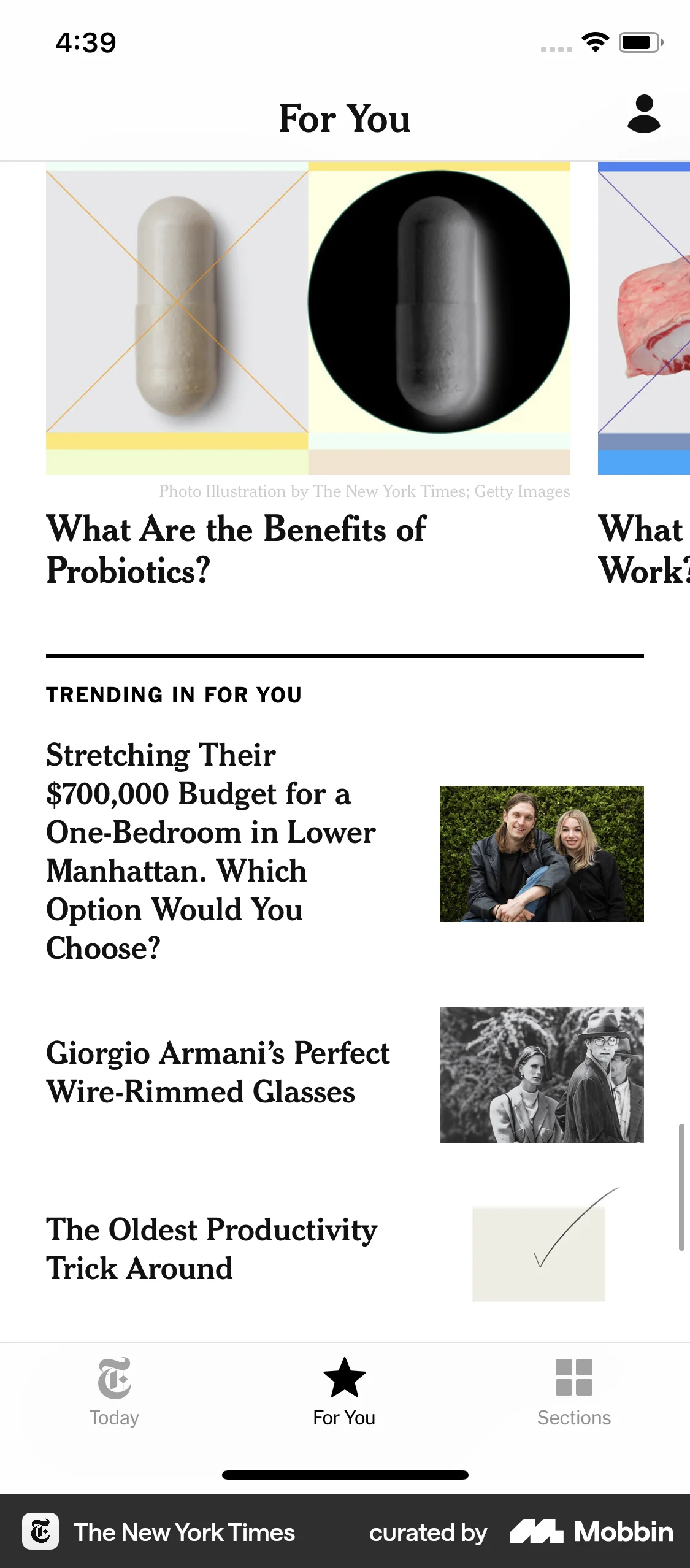 The New York Times iOS Article Detail screen