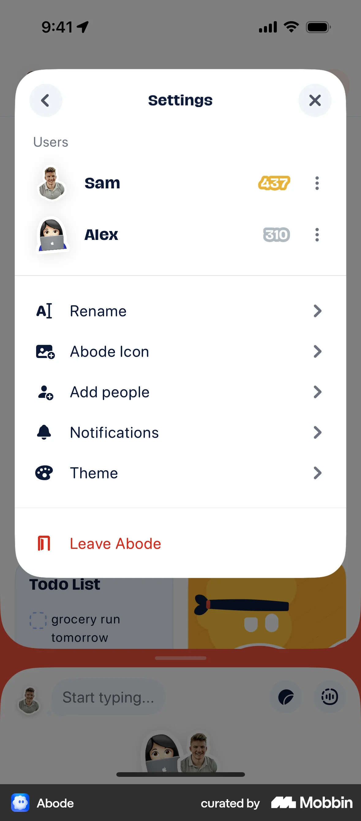 Abode iOS screen containing Icon UI element