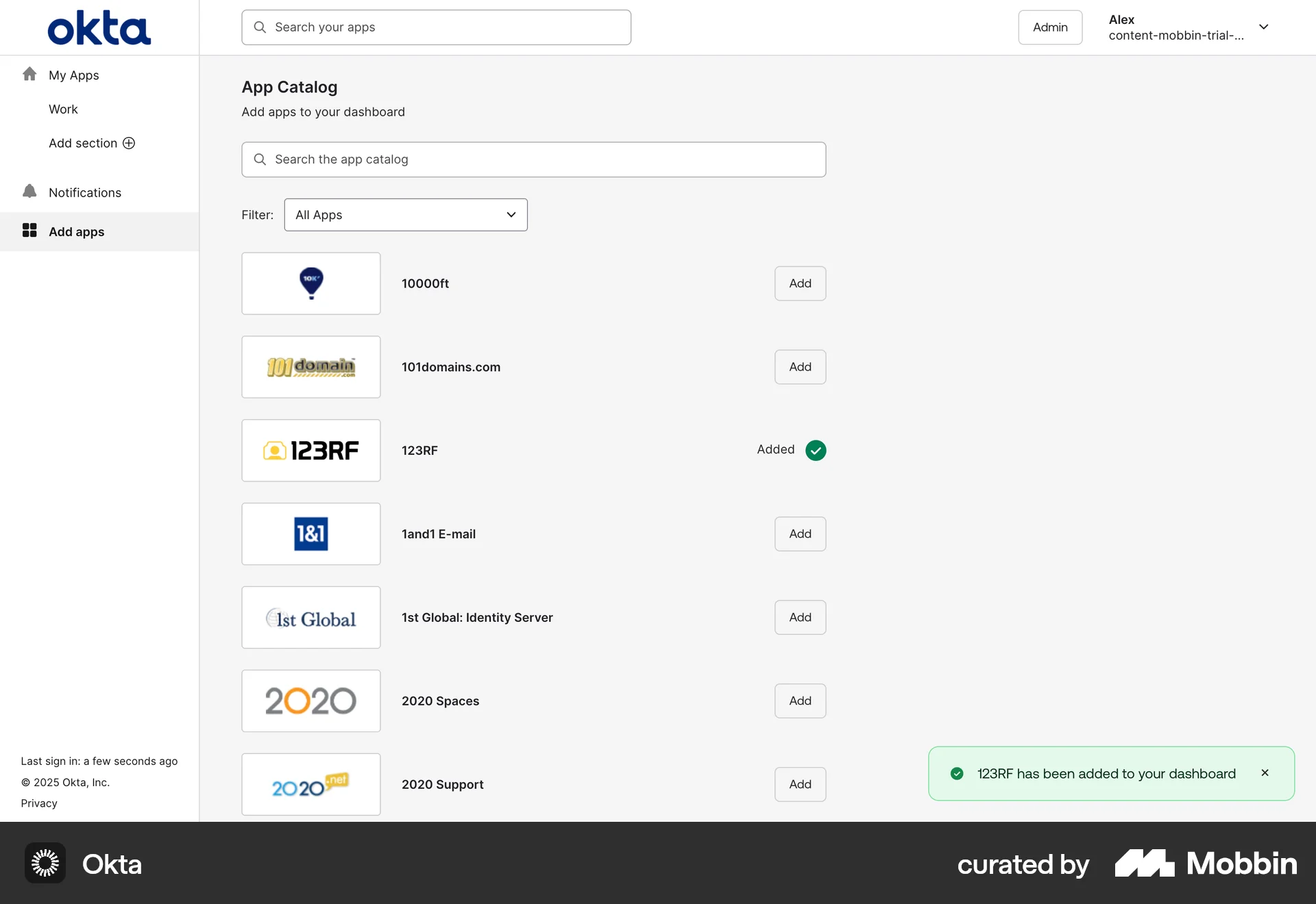 Okta Web Acknowledgement & Success screen