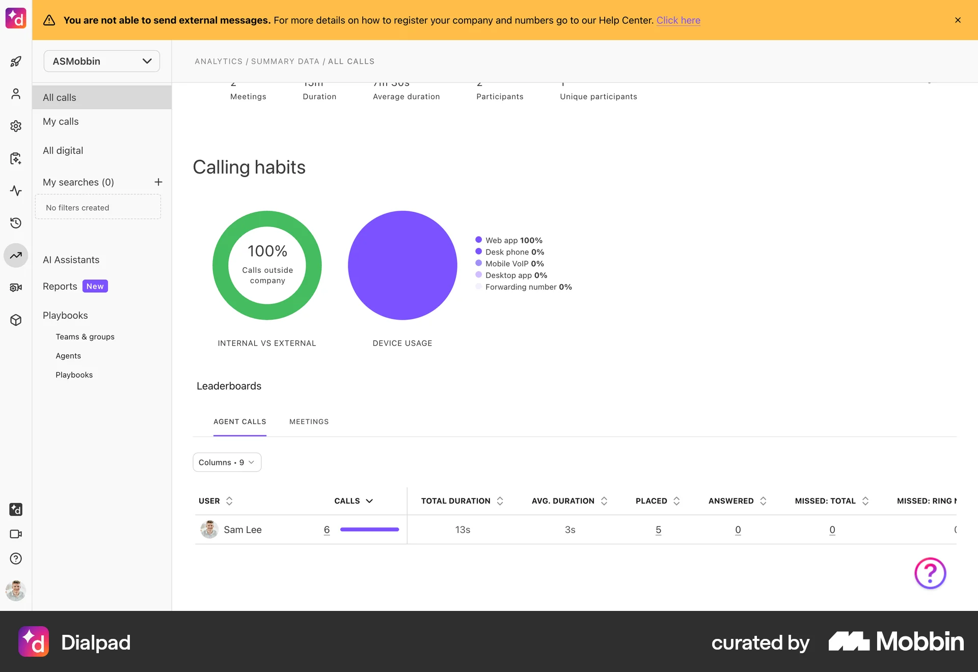 Dialpad Web Dashboard screen