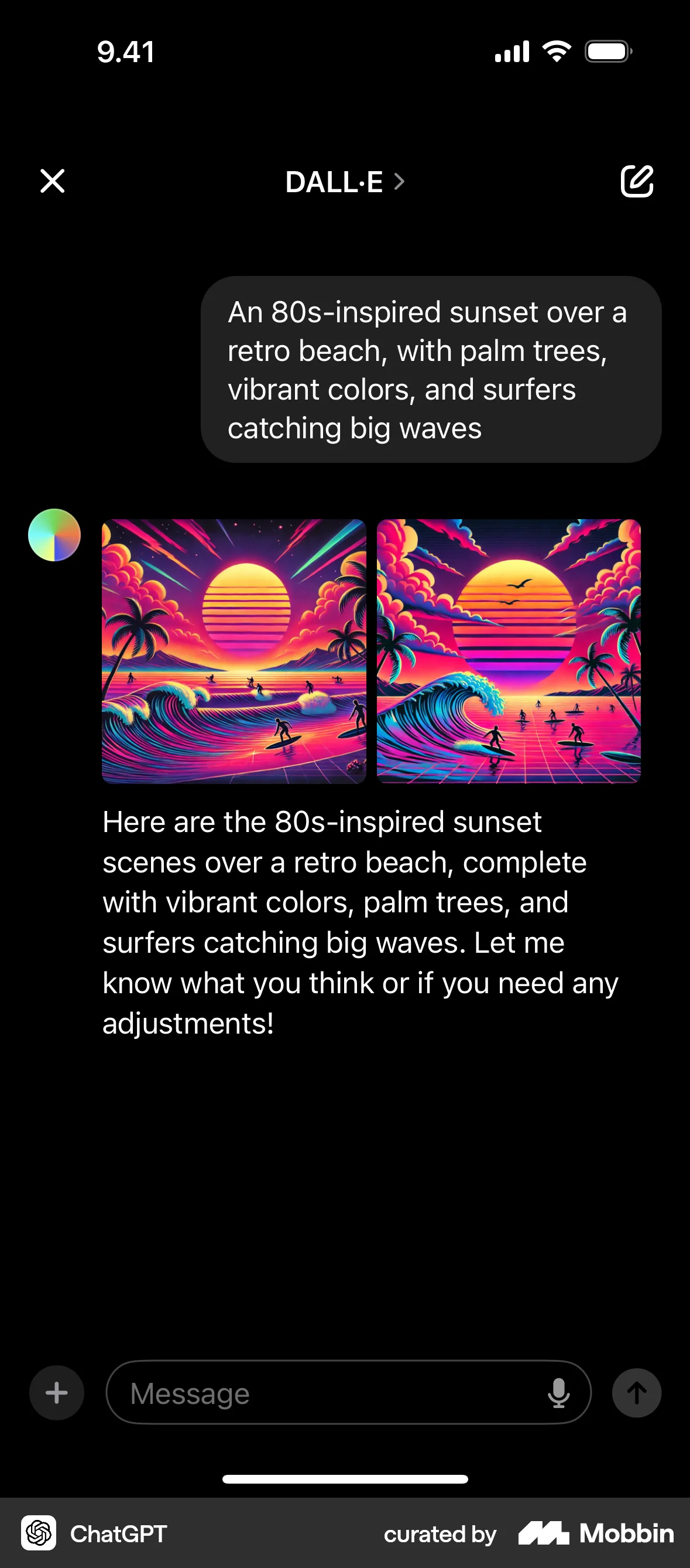 ChatGPT iOS Dark Mode screen
