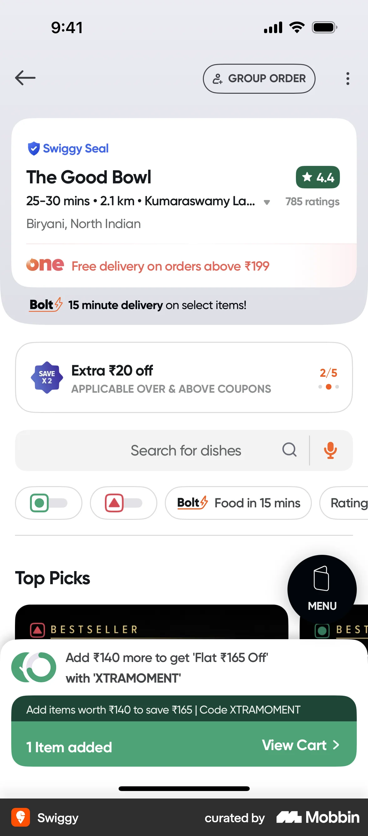 Swiggy iOS screen containing Banner UI element