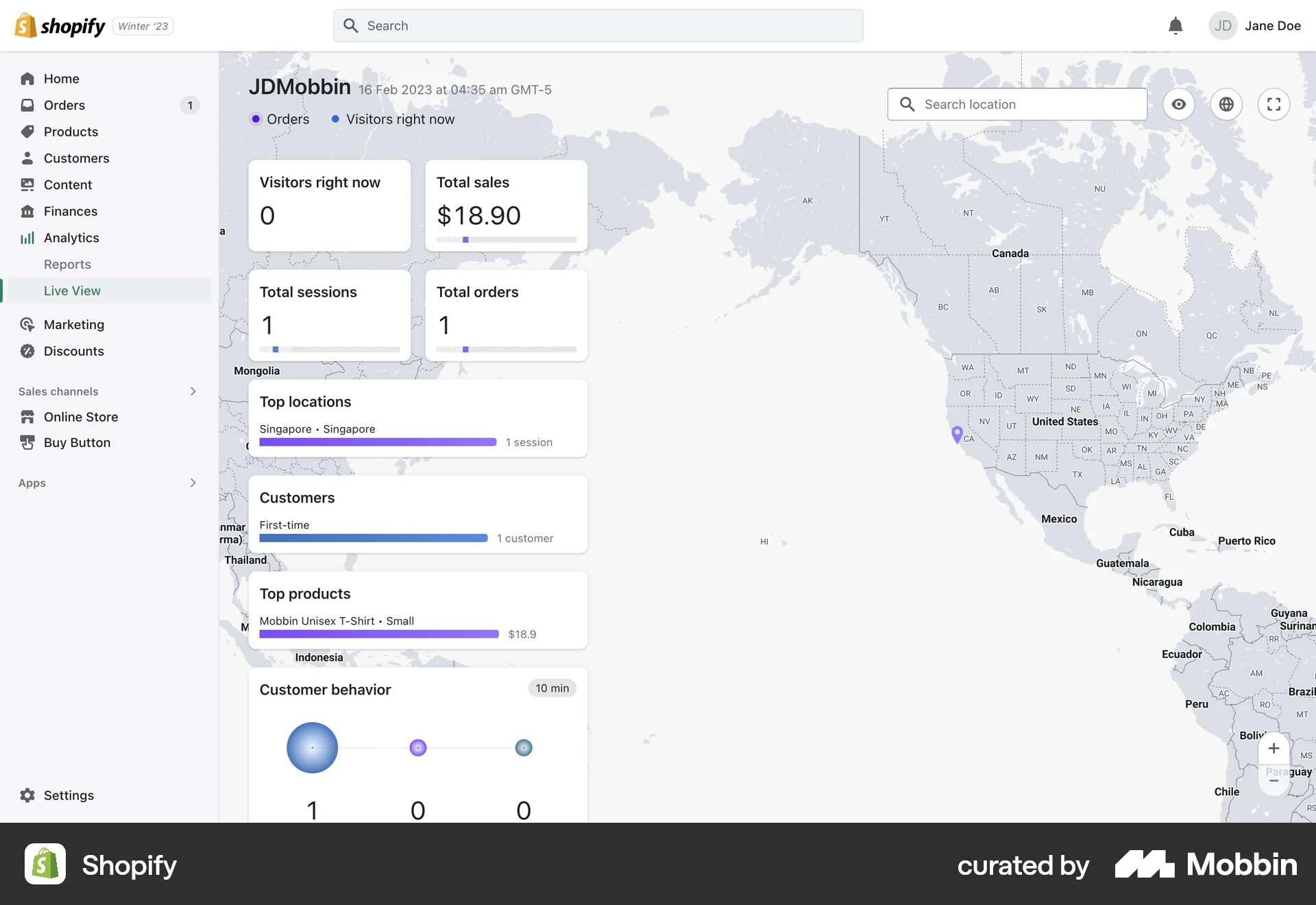 Shopify Web Map screen