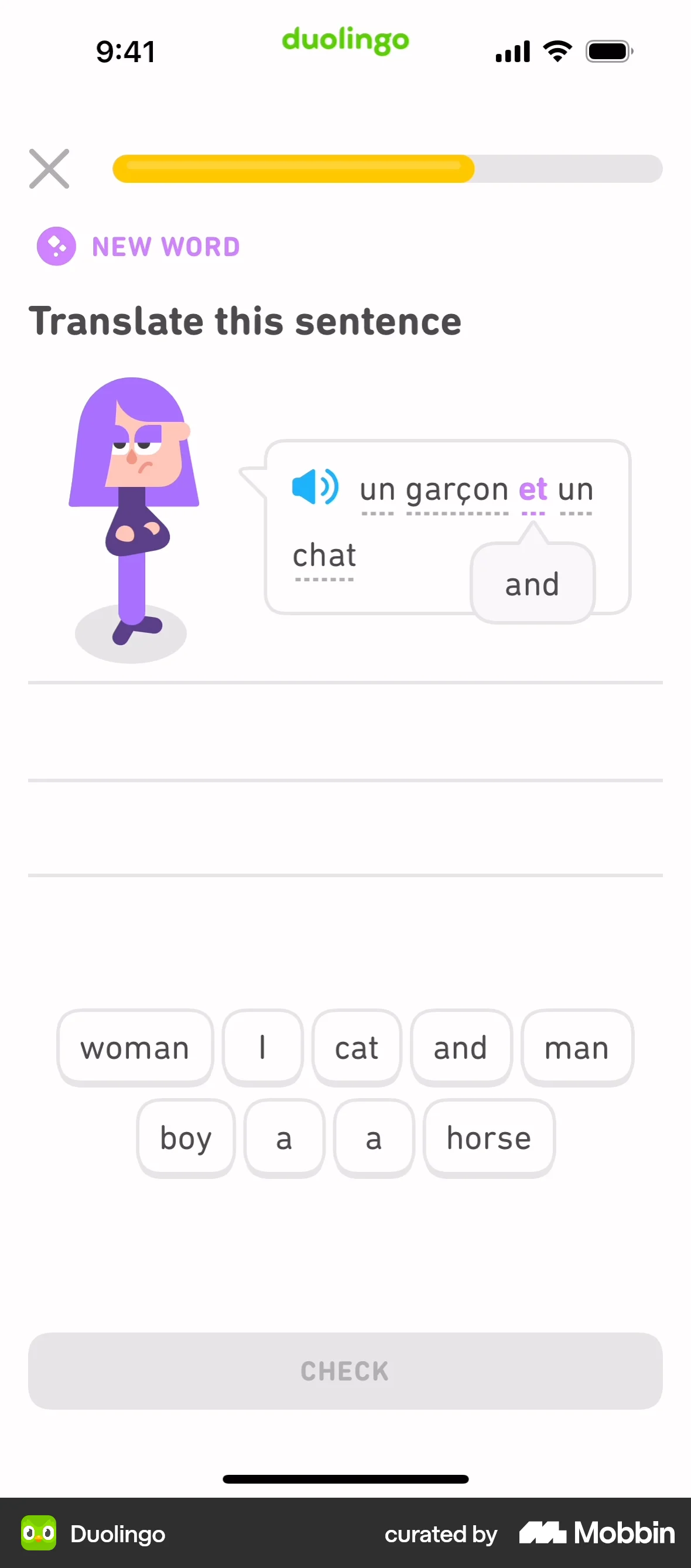 Duolingo iOS screen containing Tooltip UI element
