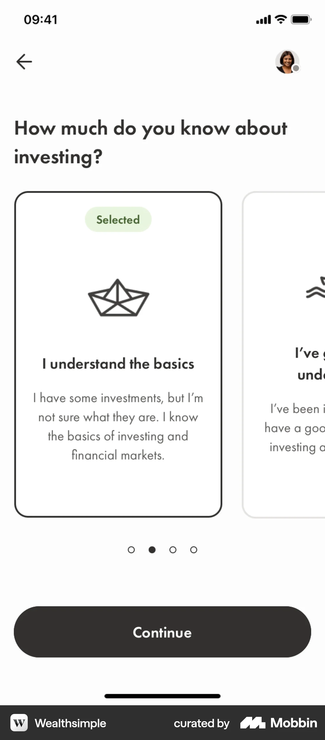 Wealthsimple iOS Quiz screen