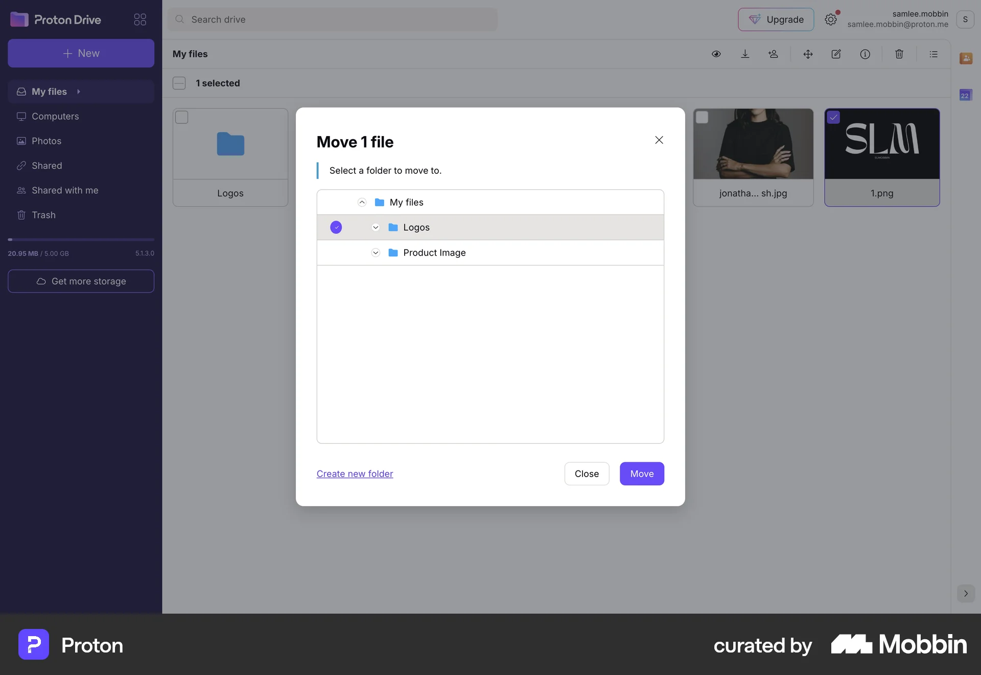 Proton Web Move screen
