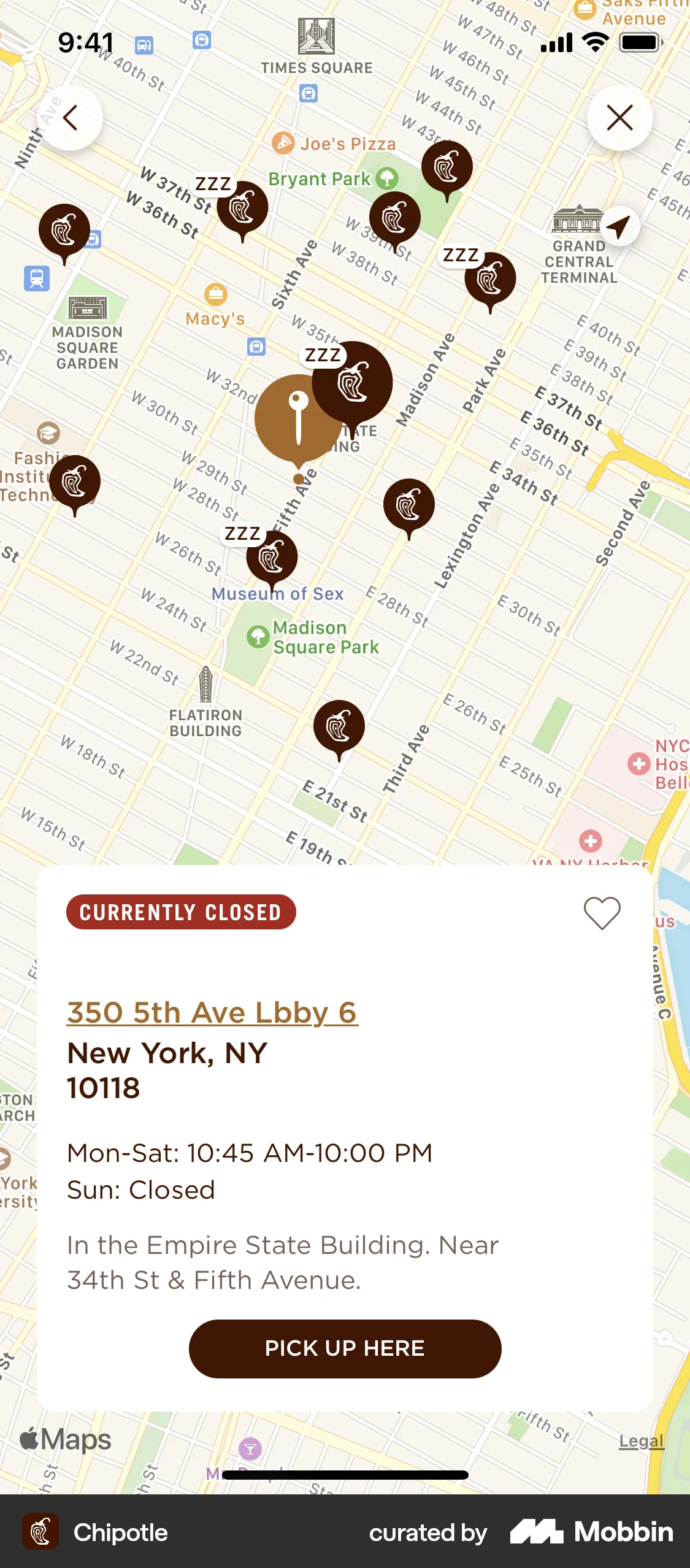Chipotle iOS screen containing Badge UI element
