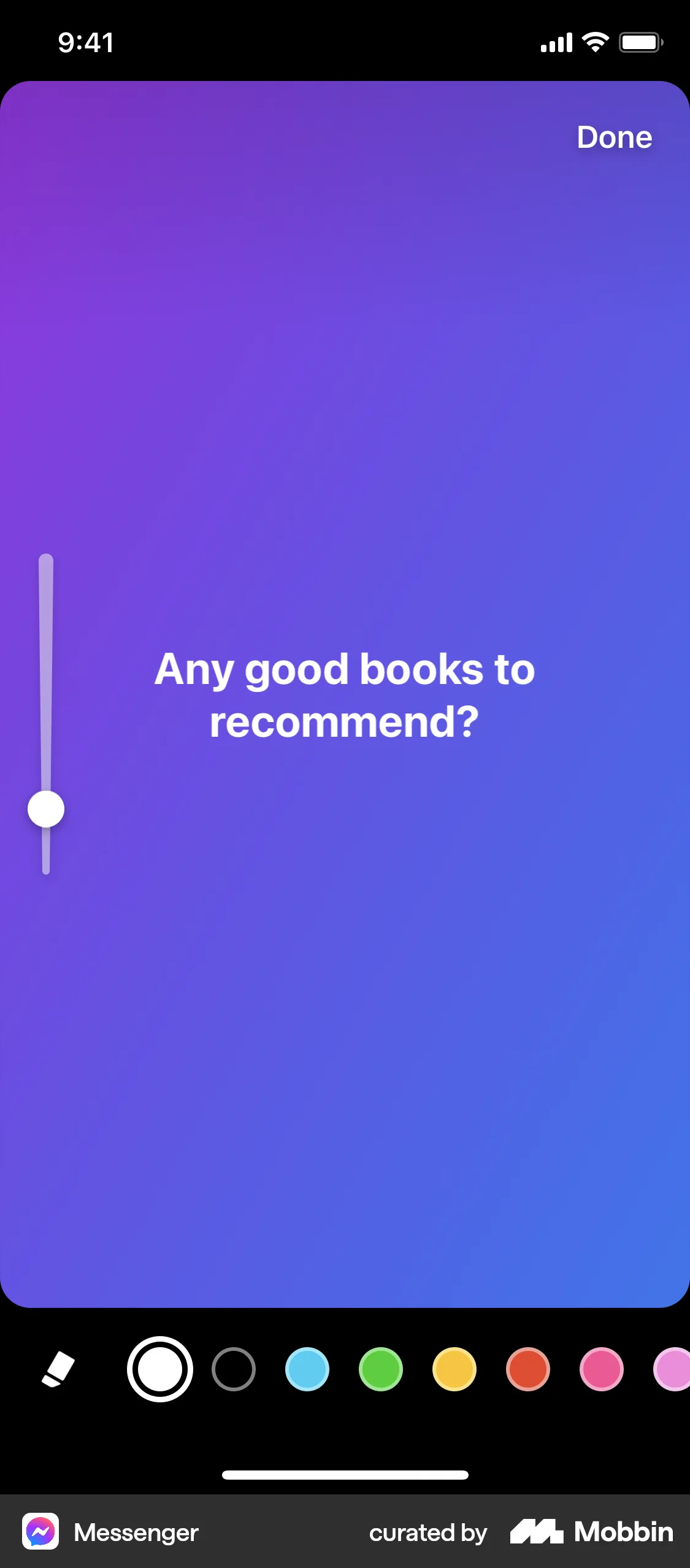 Messenger iOS screen containing Color Picker UI element