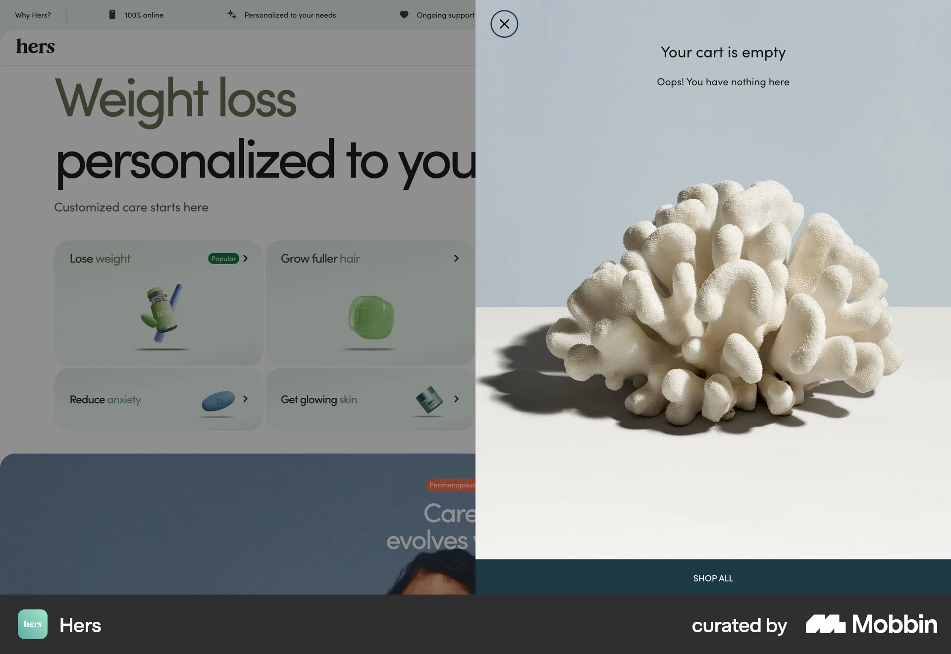 Hers Web Web Shopping Cart screen