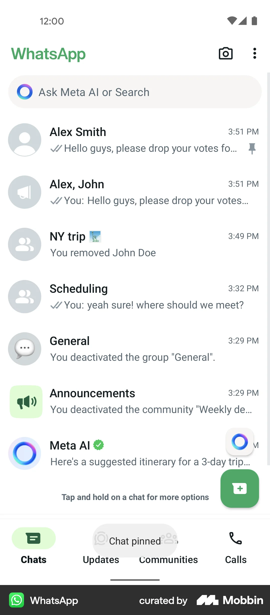 WhatsApp Android Favorite & Pin screen