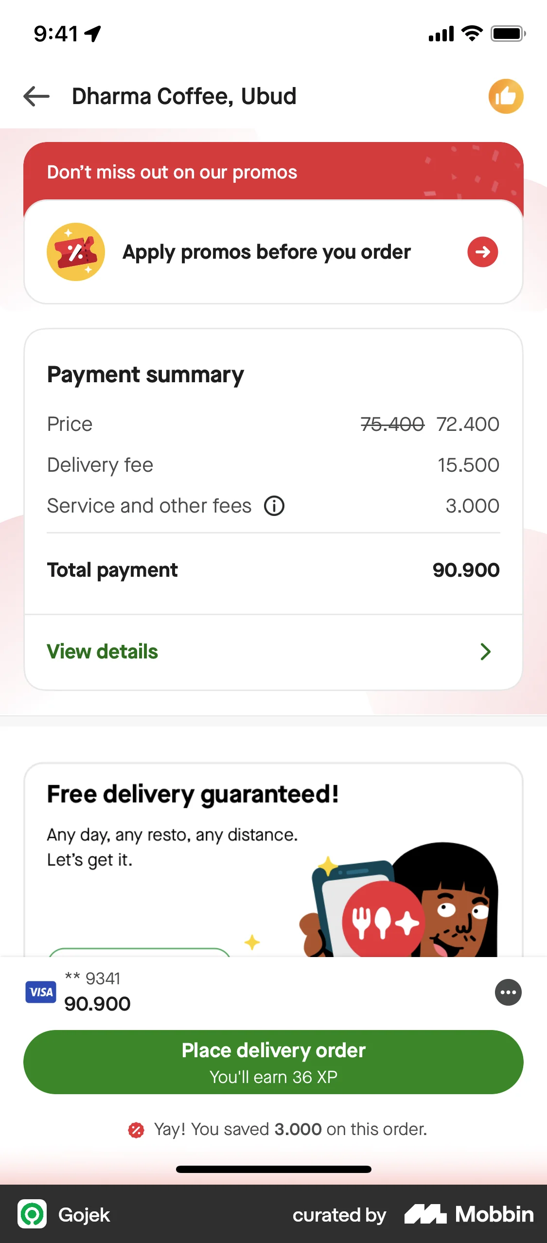 Gojek iOS Checkout screen