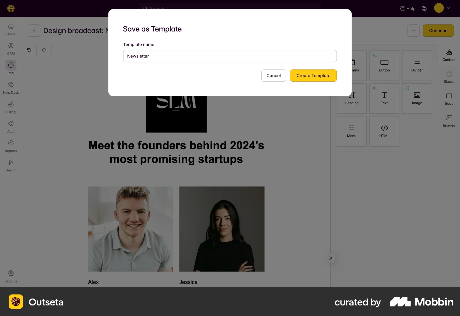 Outseta Web Save screen