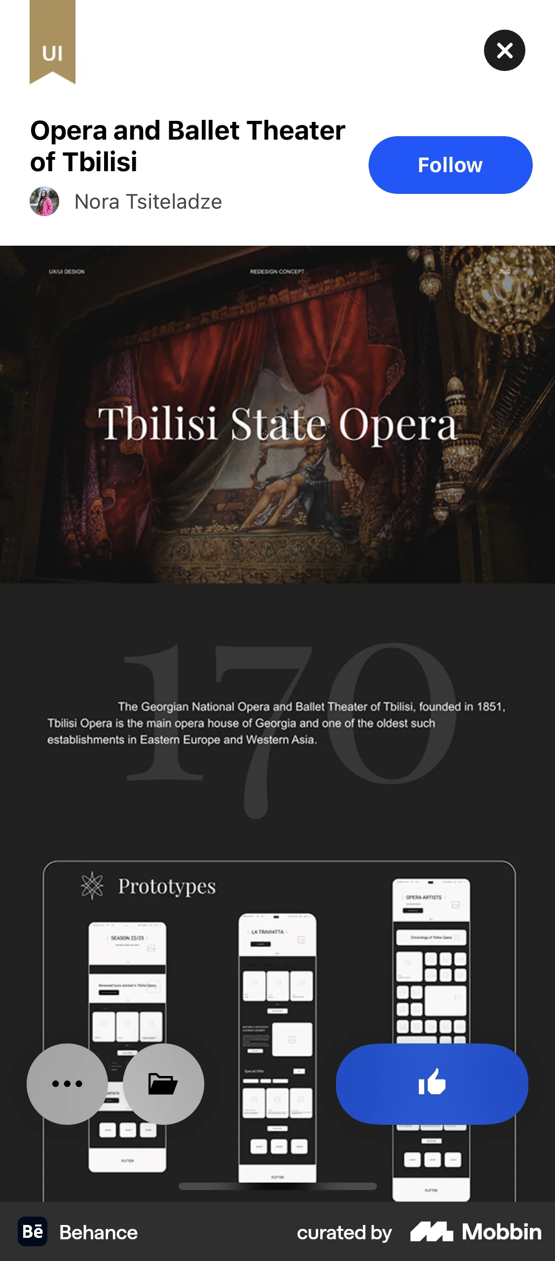 Behance iOS Post Detail screen