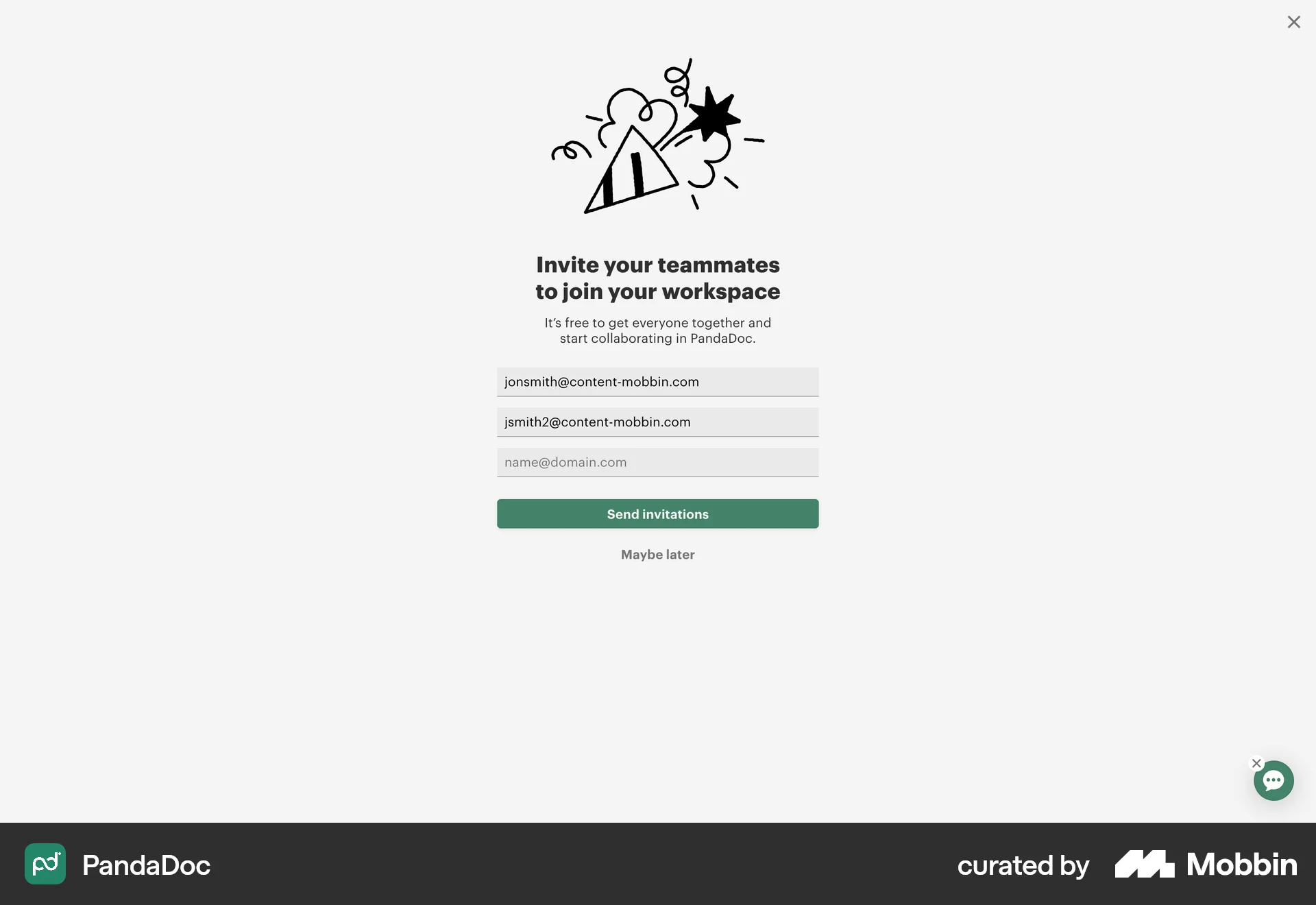 PandaDoc Web screen containing Full-Screen Overlay UI element