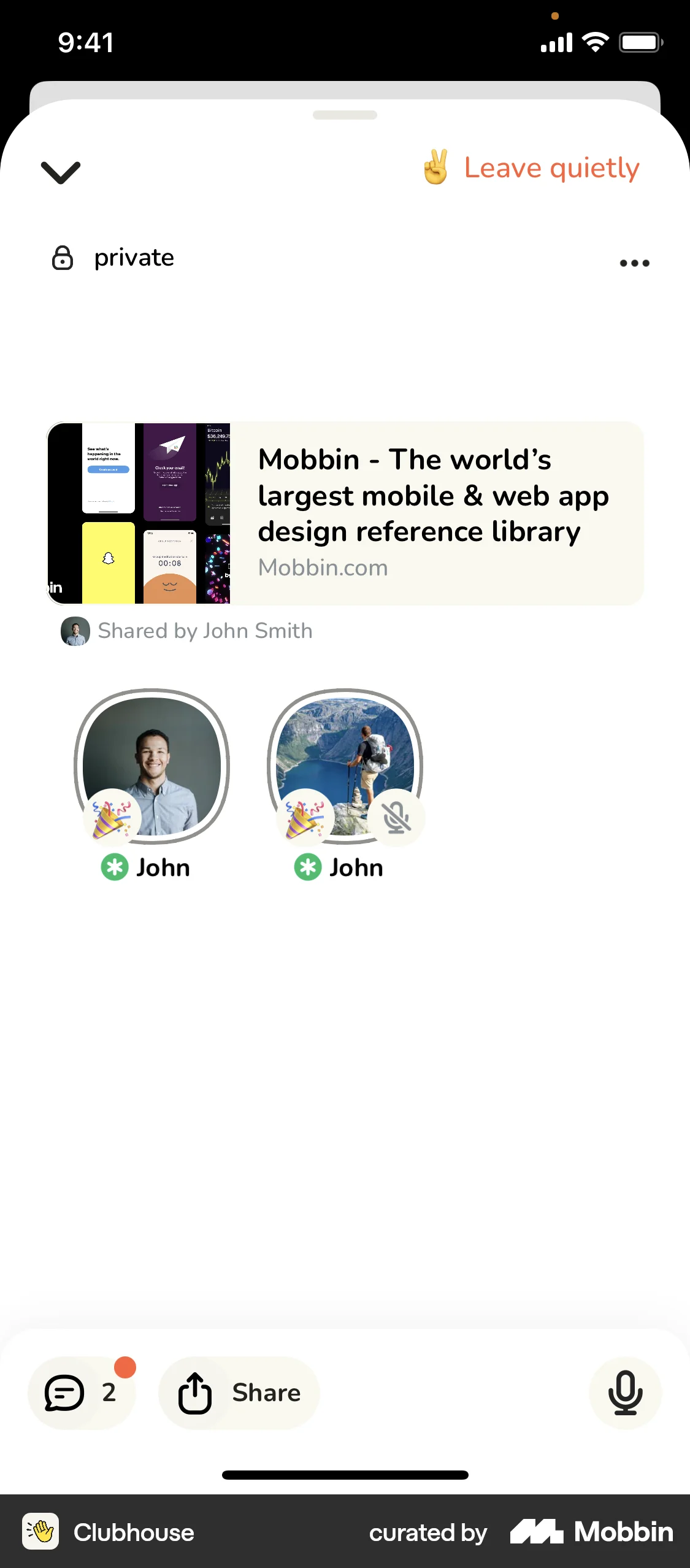 Clubhouse iOS Call screen