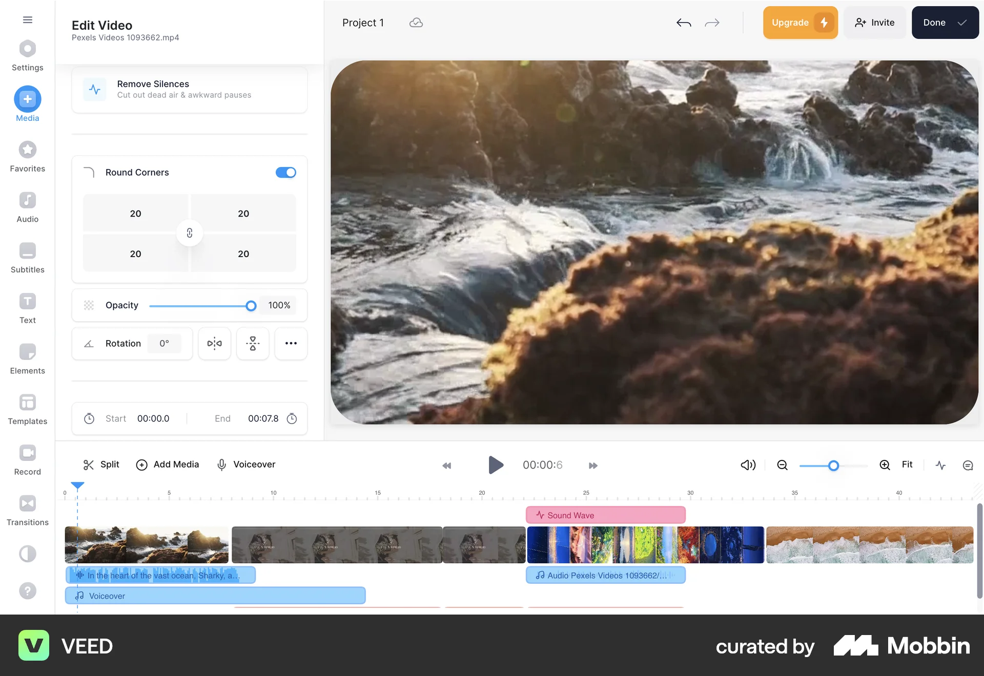 VEED Web Media Editor screen
