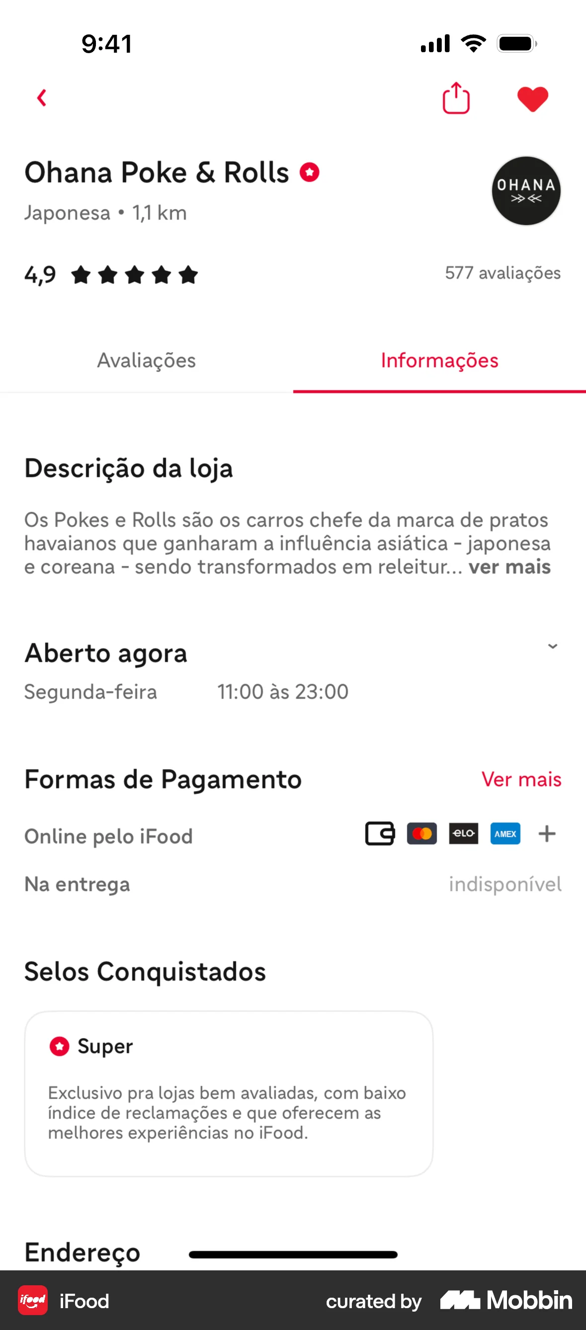 iFood iOS screen containing Toolbar UI element