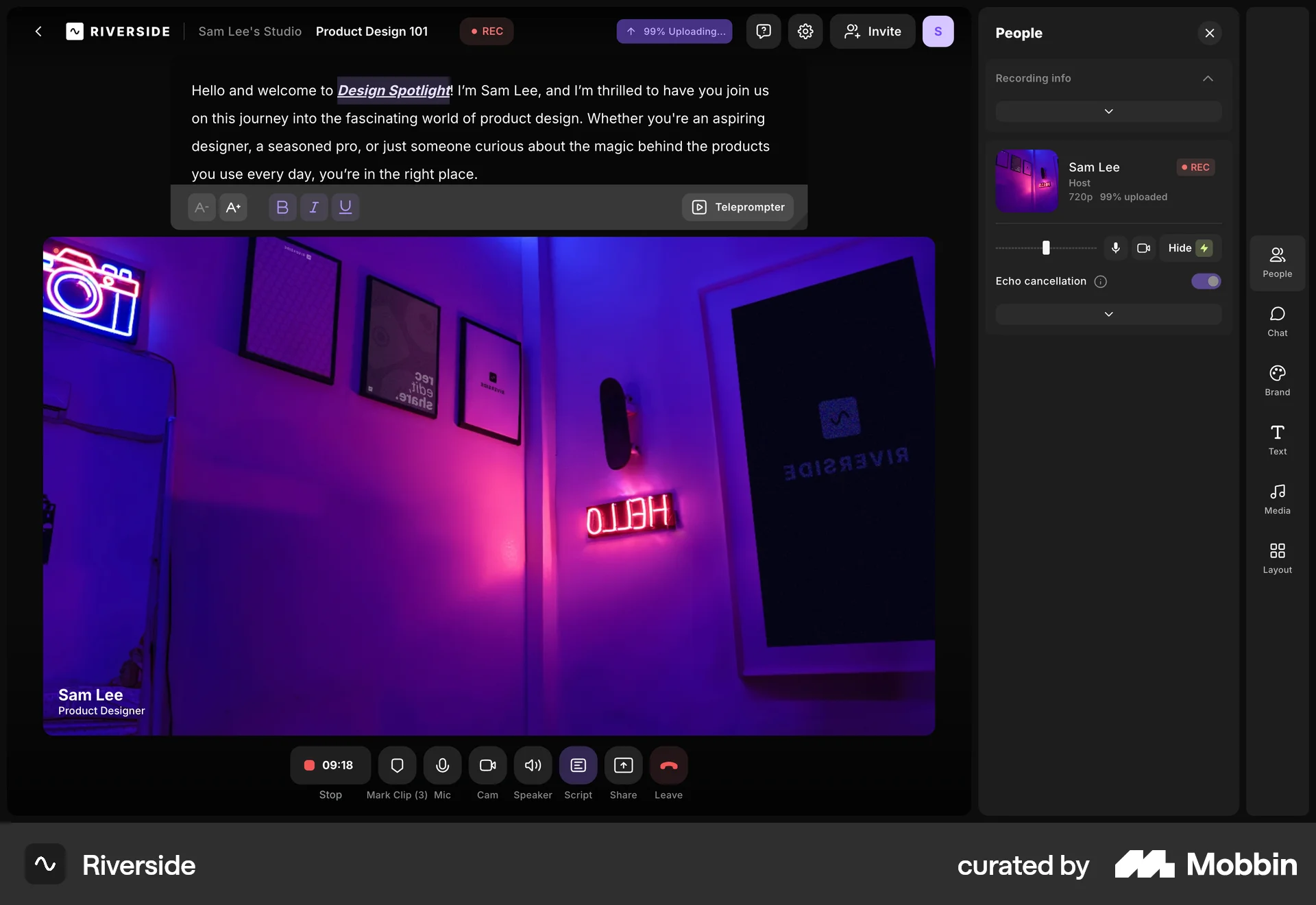 Riverside Web Audio & Video Recorder screen
