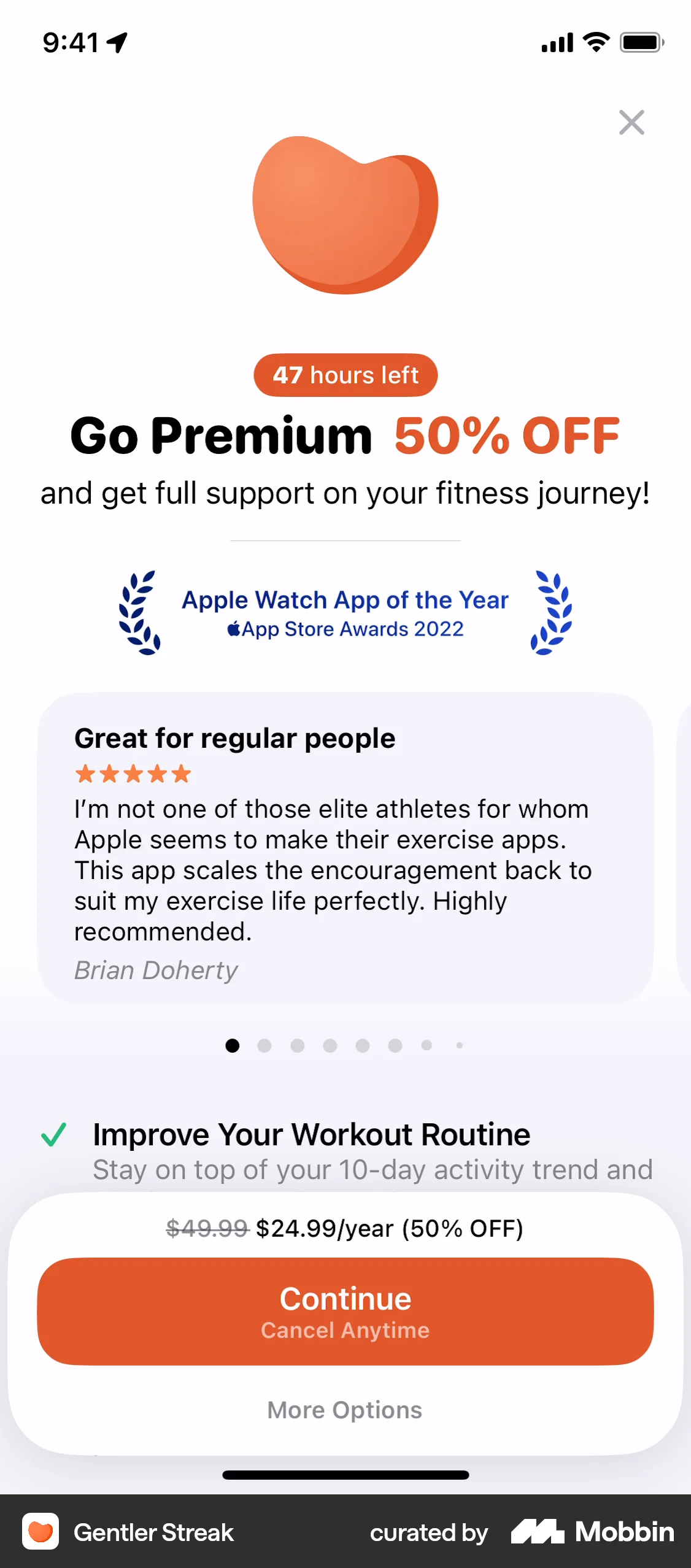 Gentler Streak iOS Subscription & Paywall screen