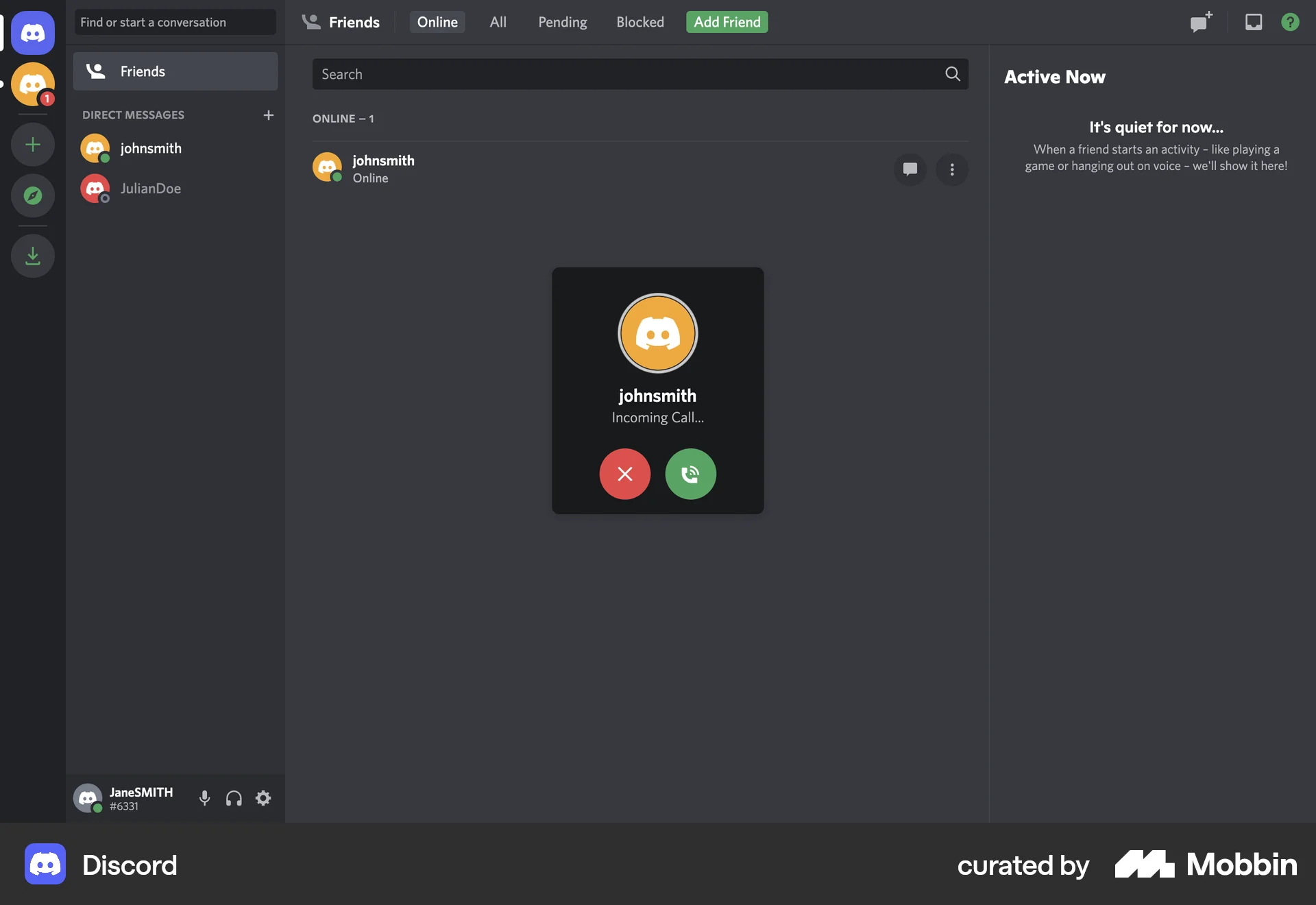 Discord Web Call screen
